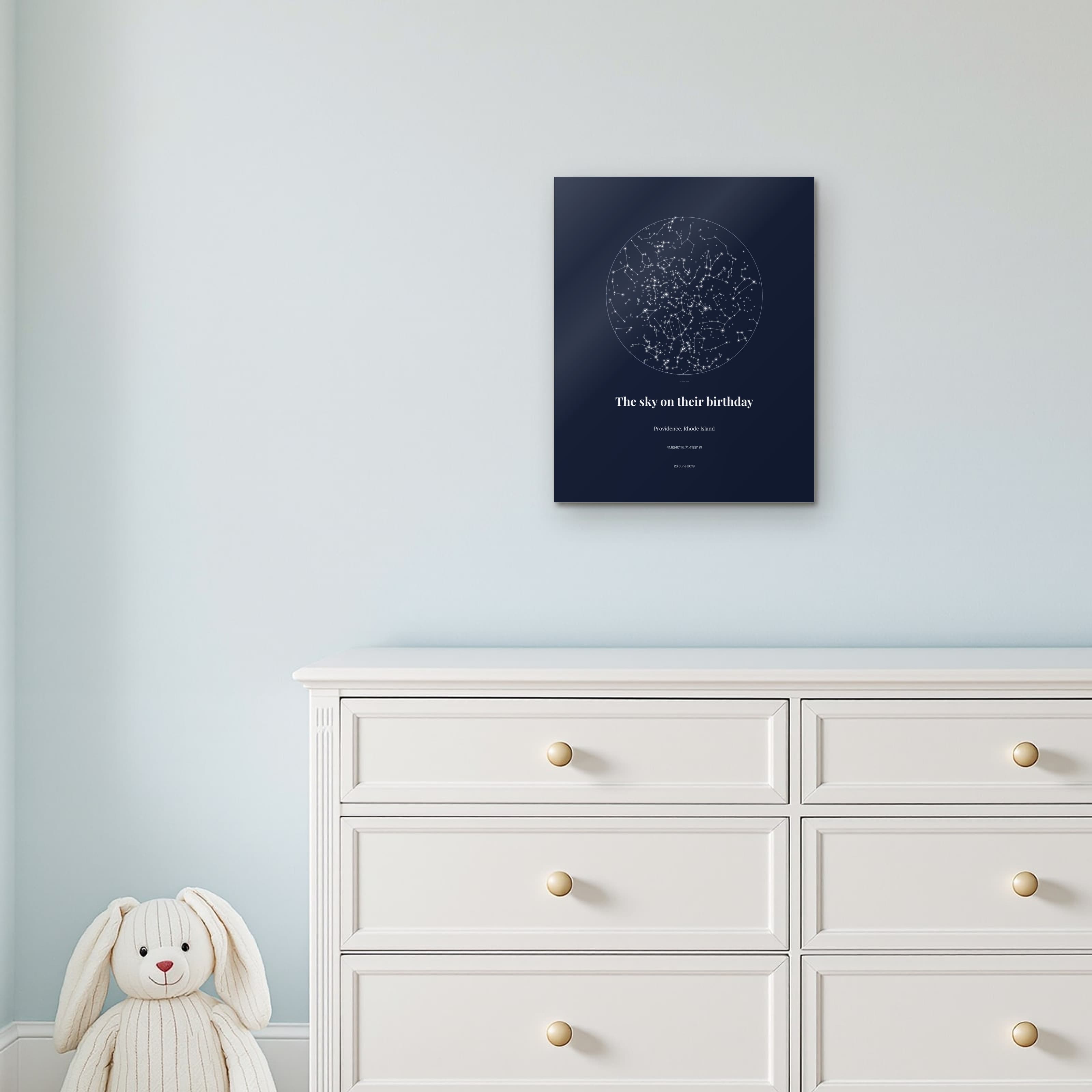 Baby Birth Star Chart on the metal print