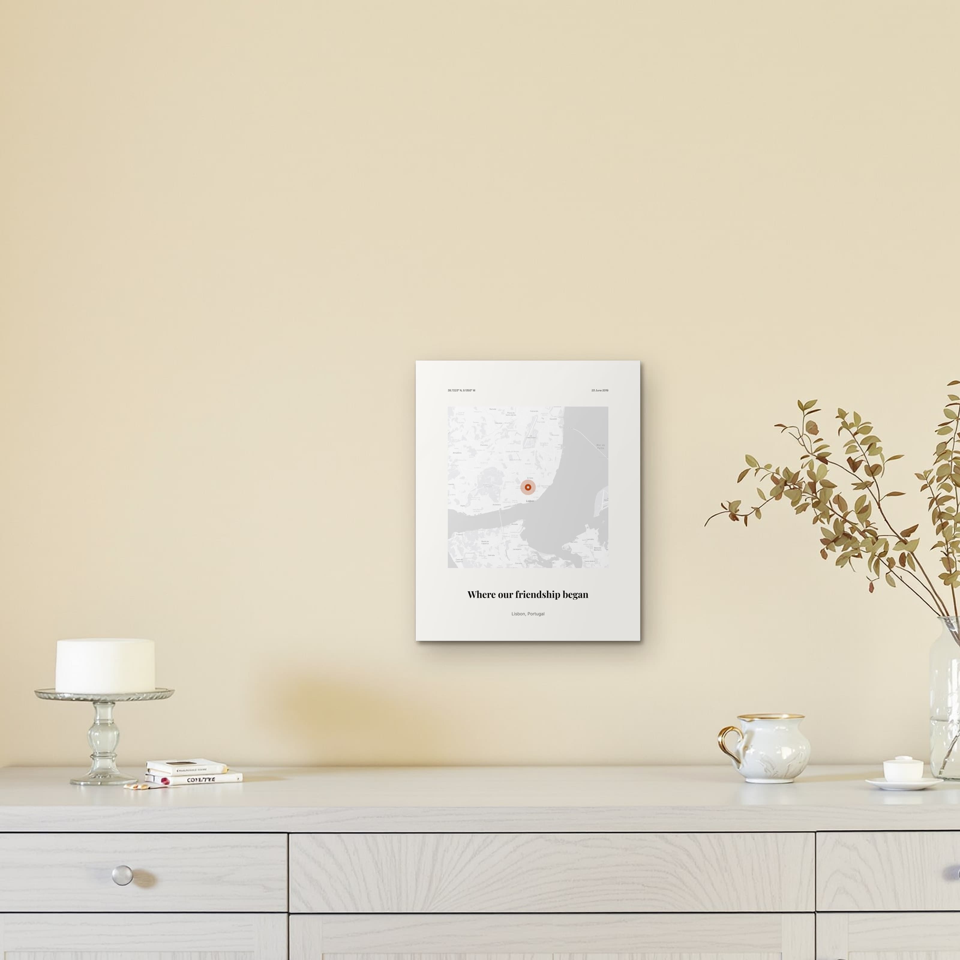 Best Friend Map Print on the metal print