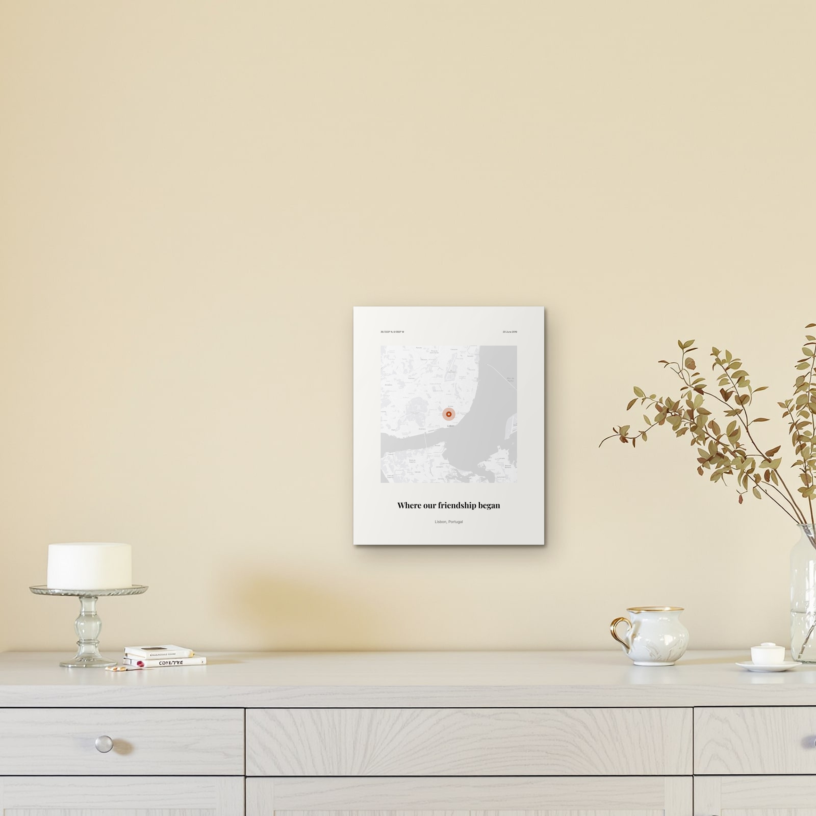 Best Friend Map Print on the metal print