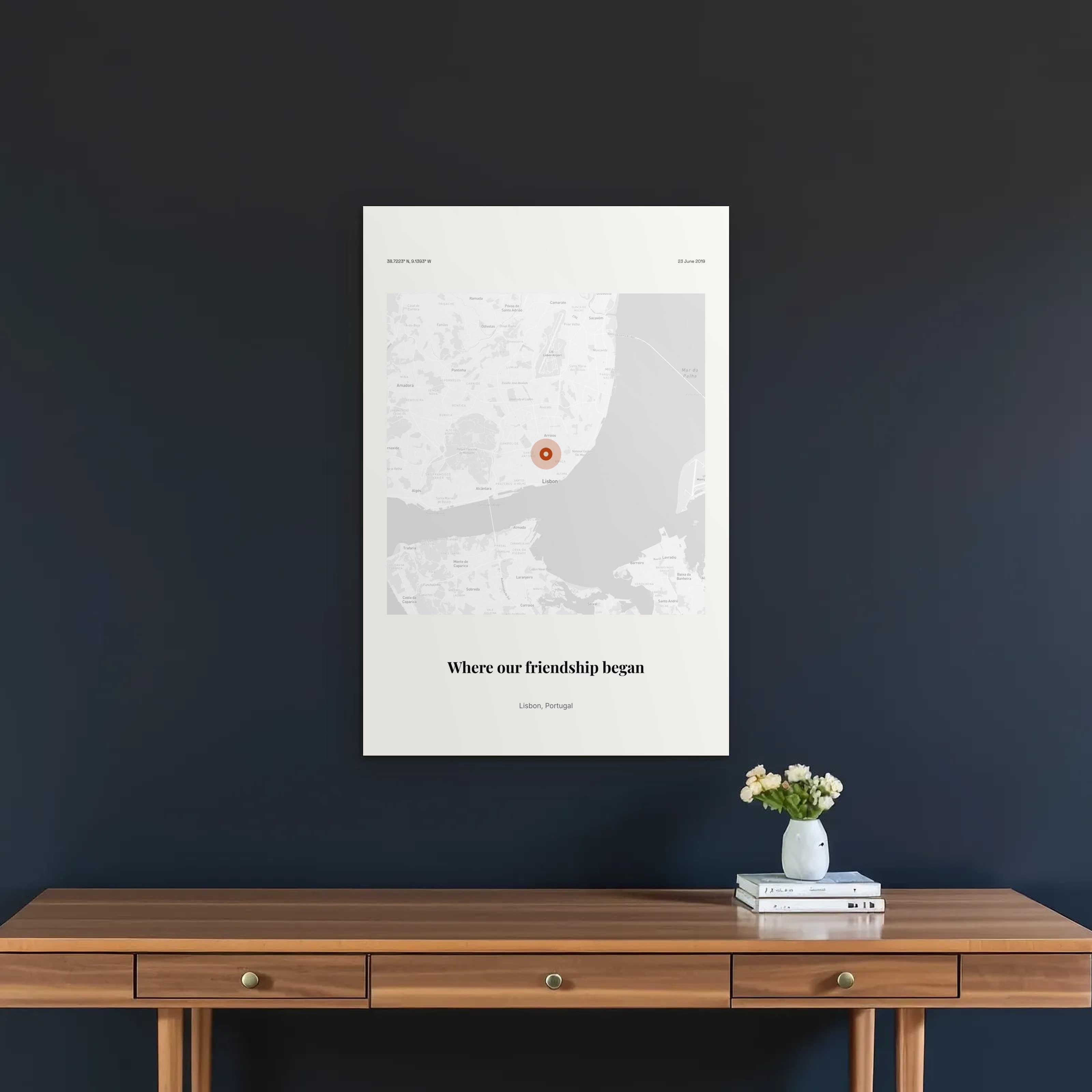 Best Friend Map Print on the metal