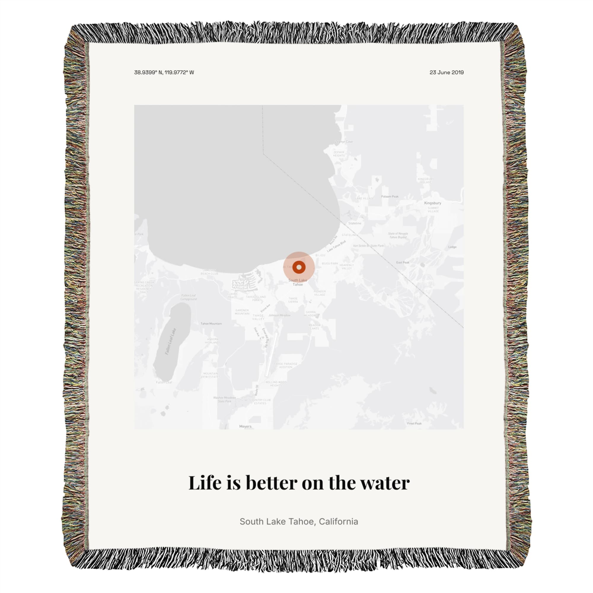Boating Location Print on the woven throw