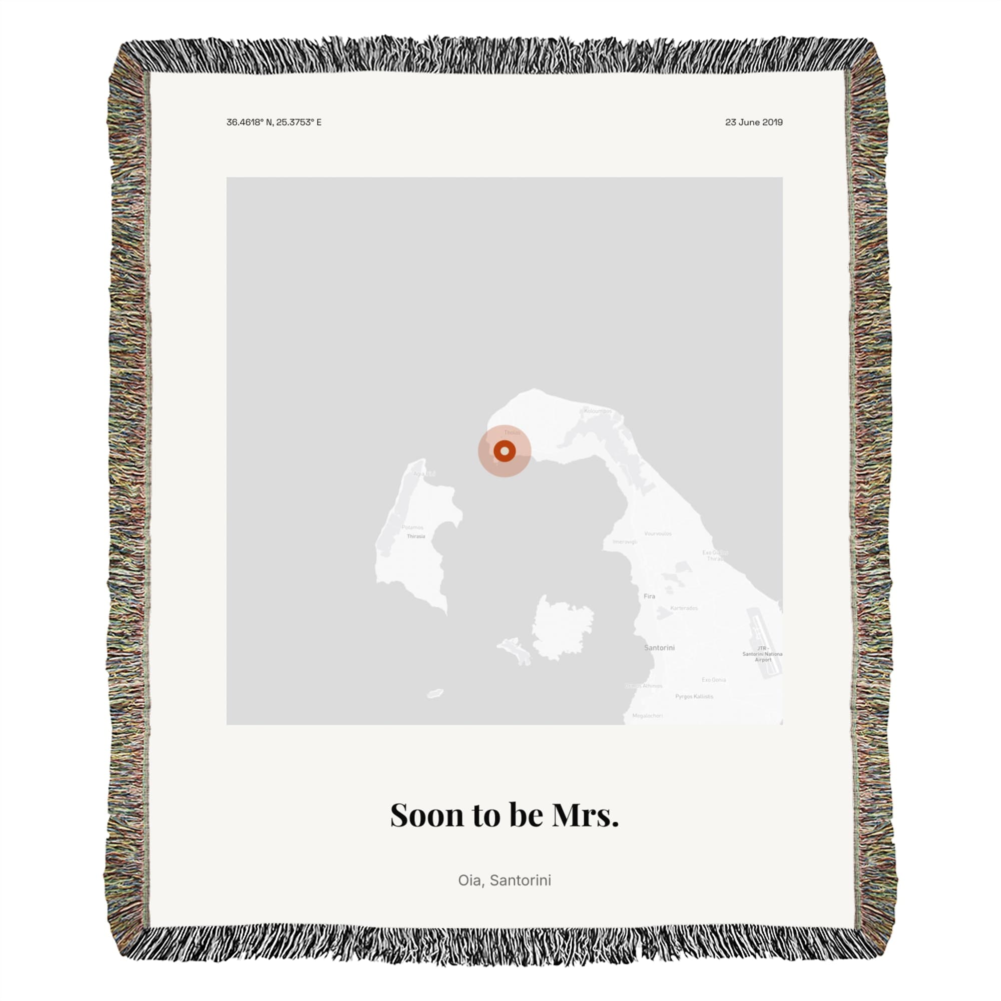 Bride To Be Print on the woven throw