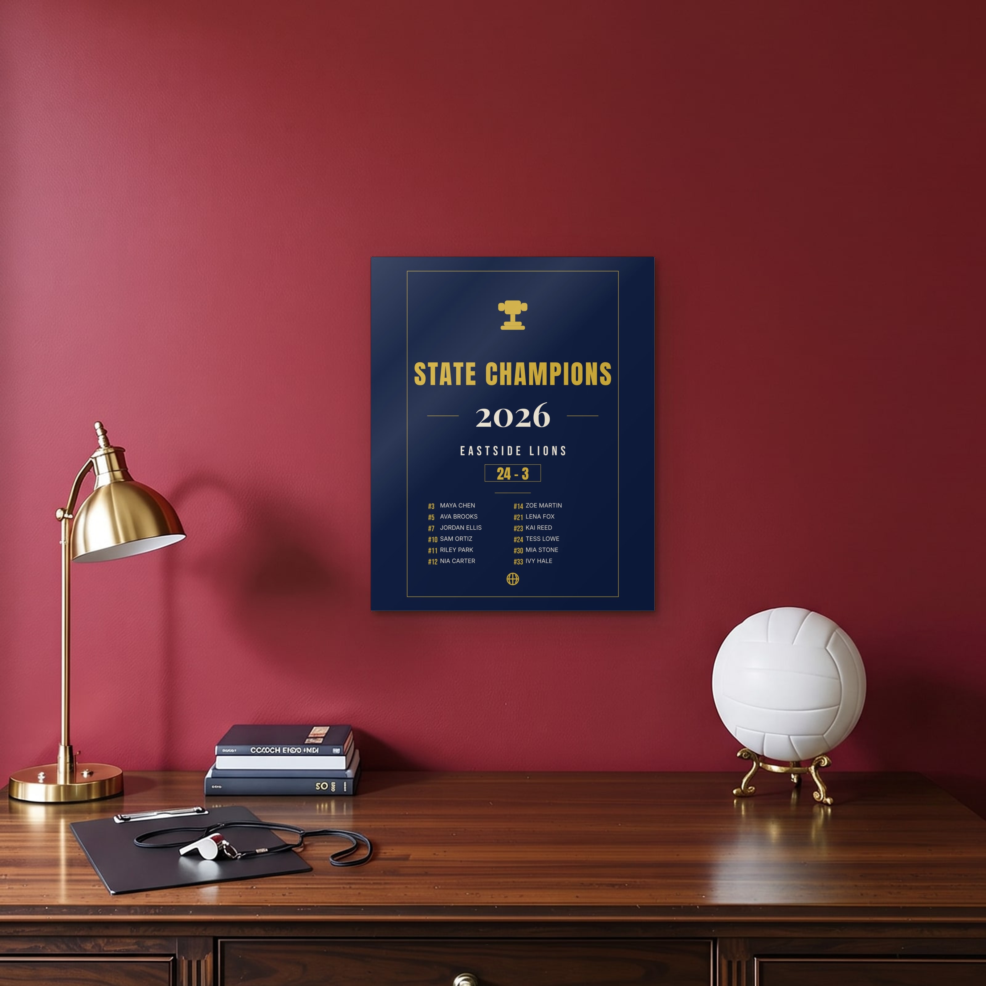 Championship Team Poster on the metal print