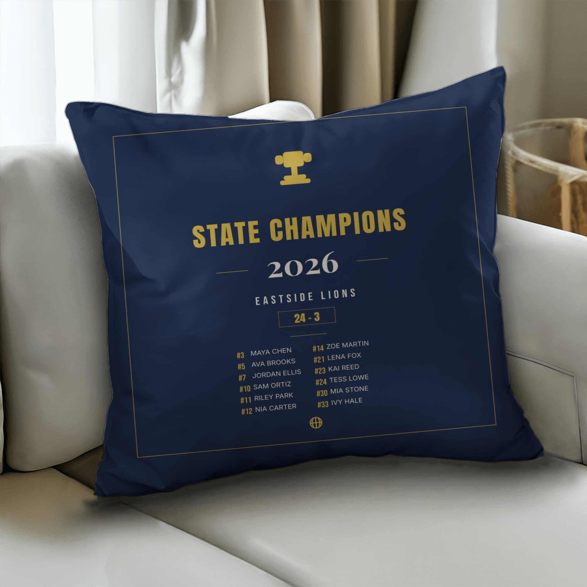 Championship Team Poster on pillow