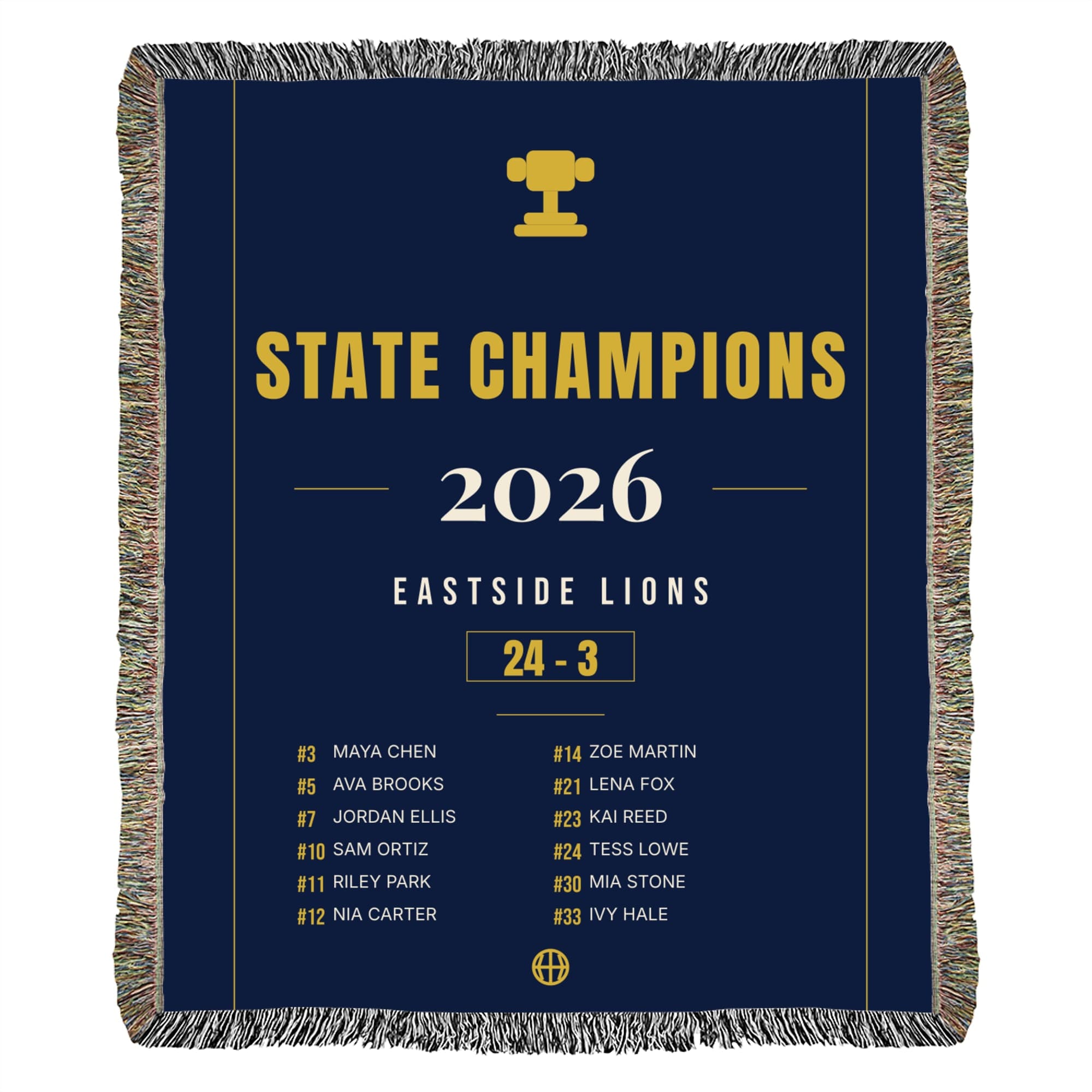 Championship Team Poster on the woven throw