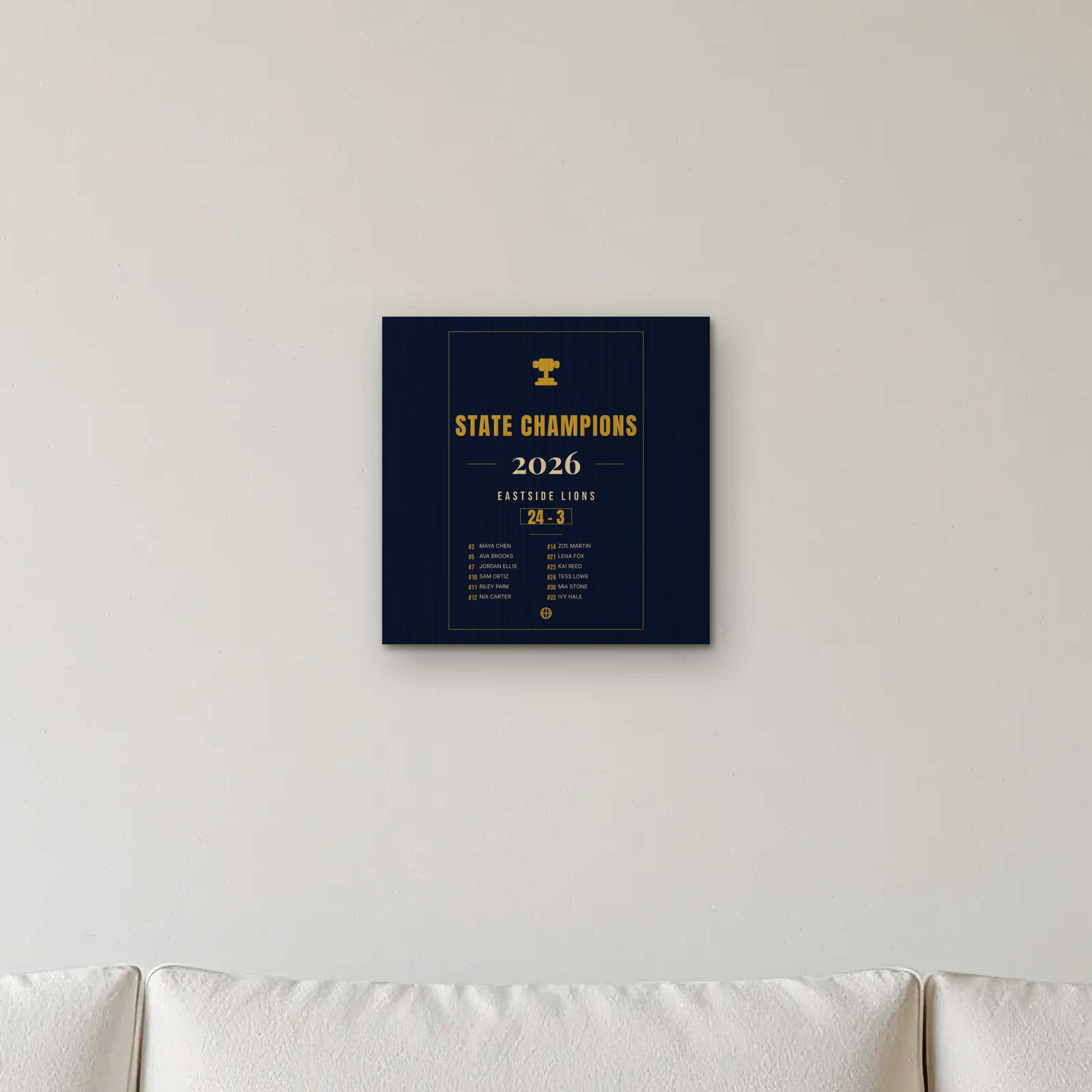 Championship Team Poster on the wood print