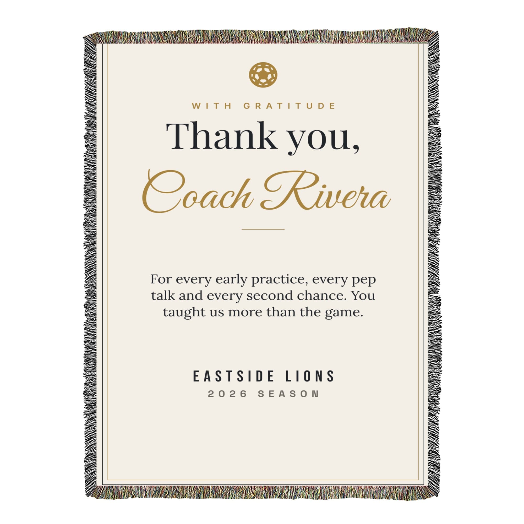 Coach Appreciation Print on the woven blanket