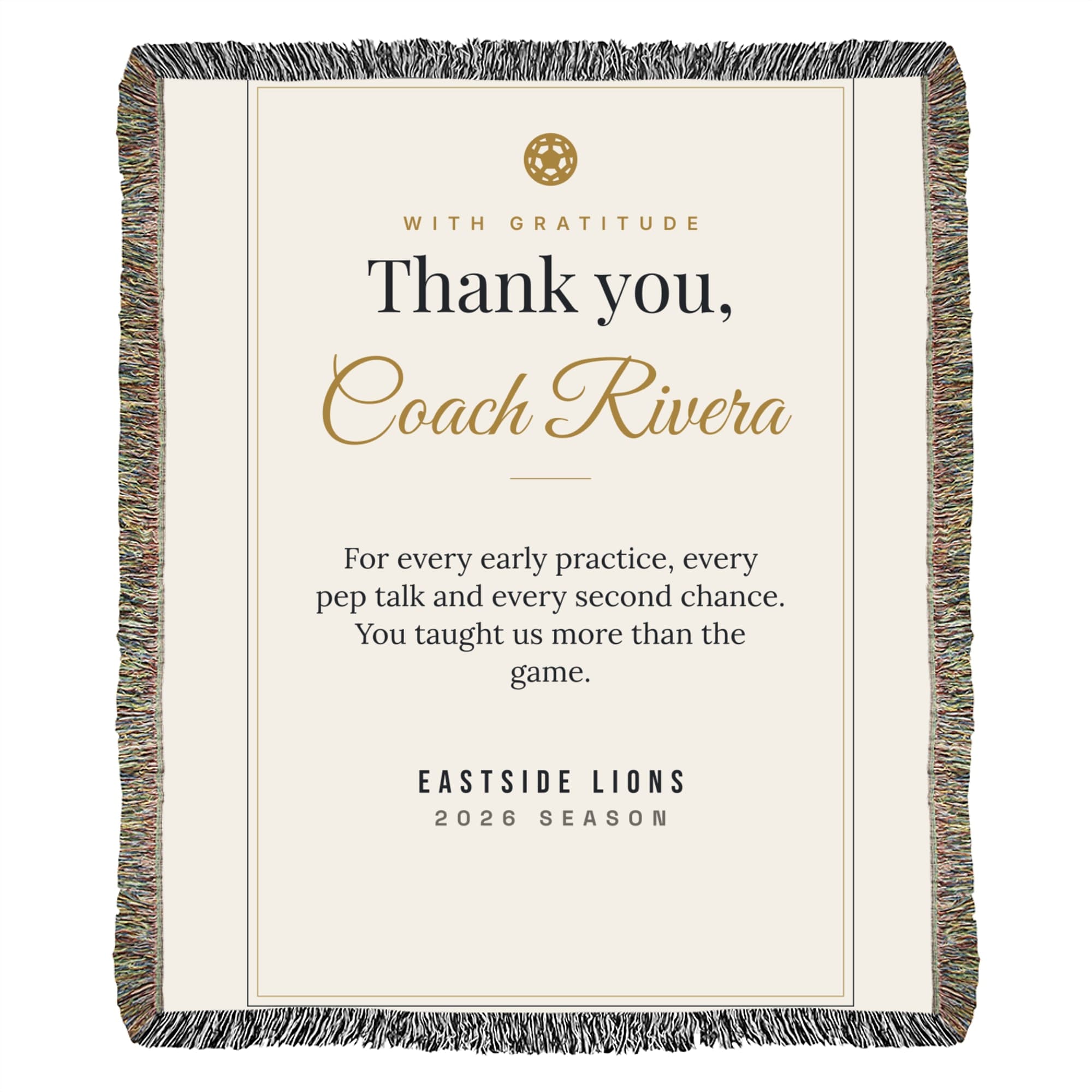 Coach Appreciation Print on the woven throw