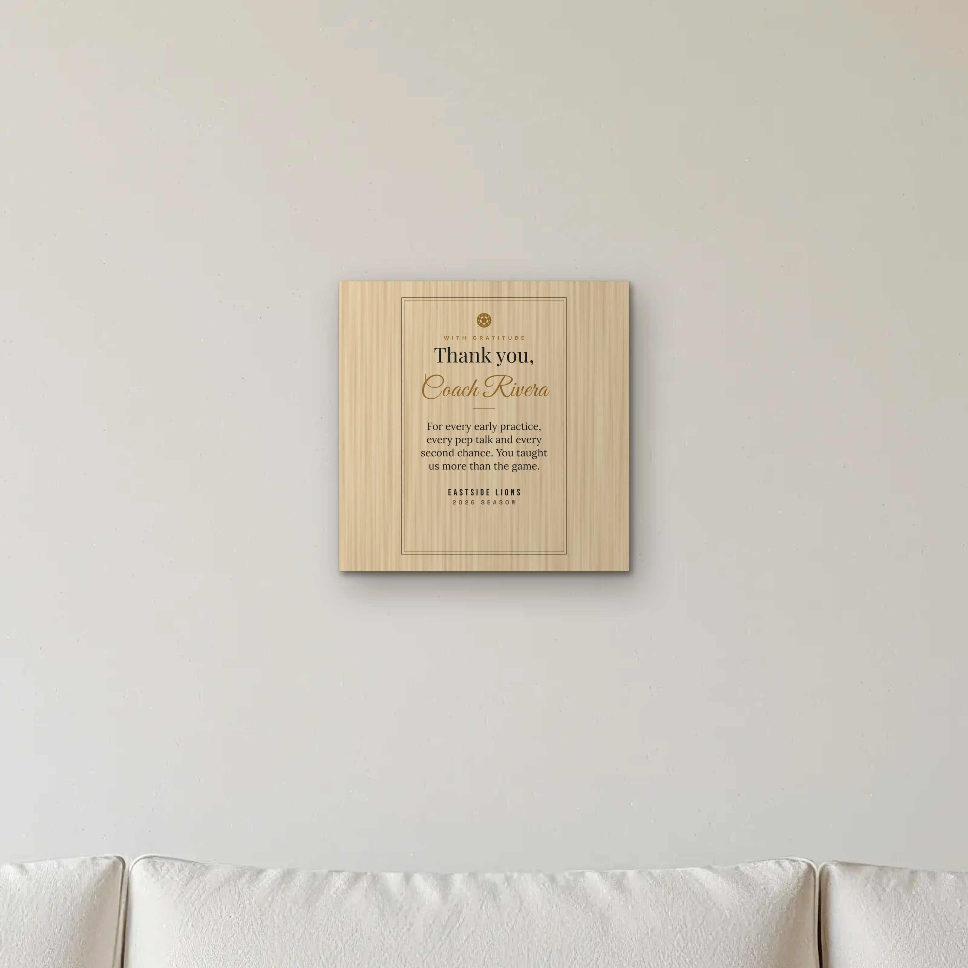 Coach Appreciation Print on the wood print