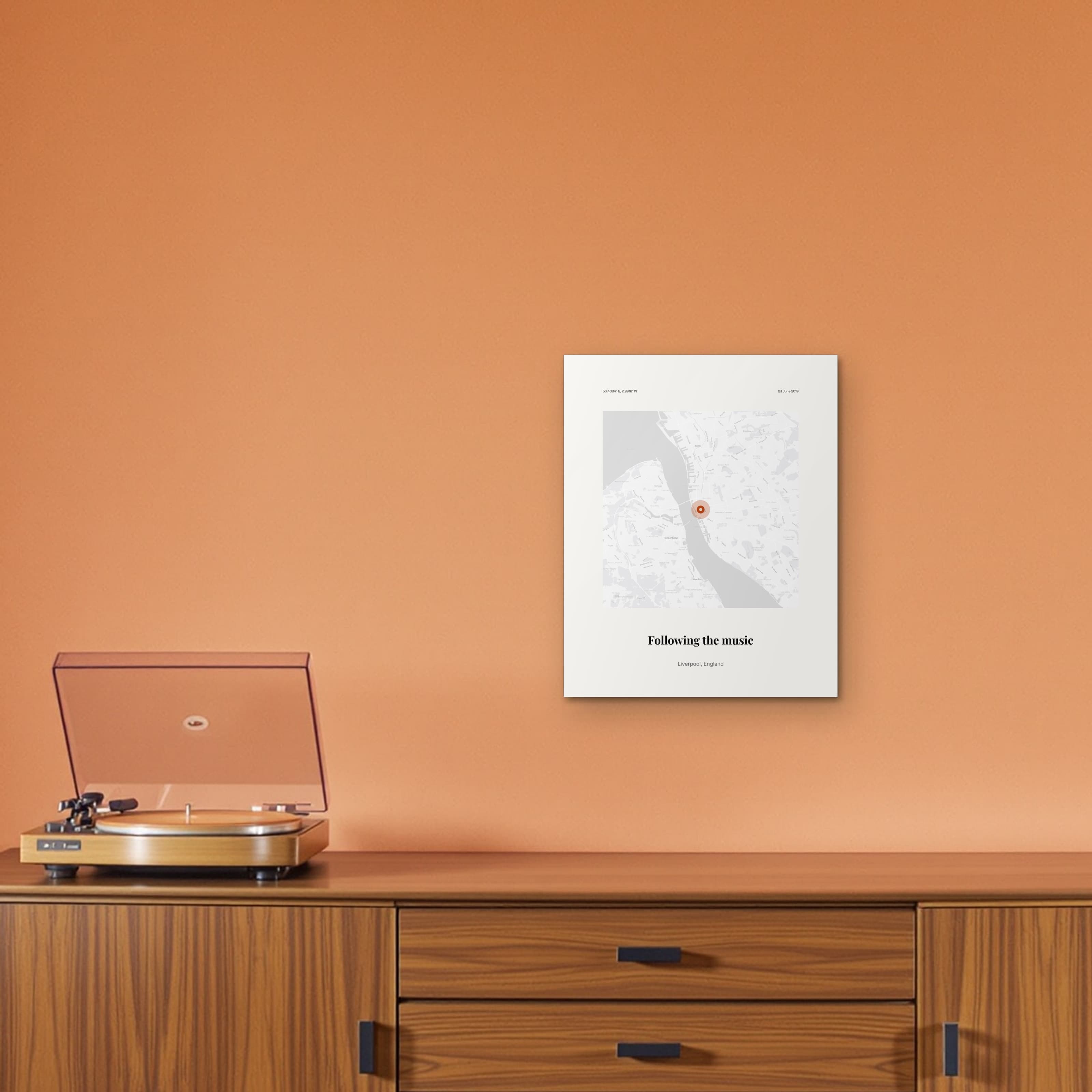 Tour Stop Map on the metal print