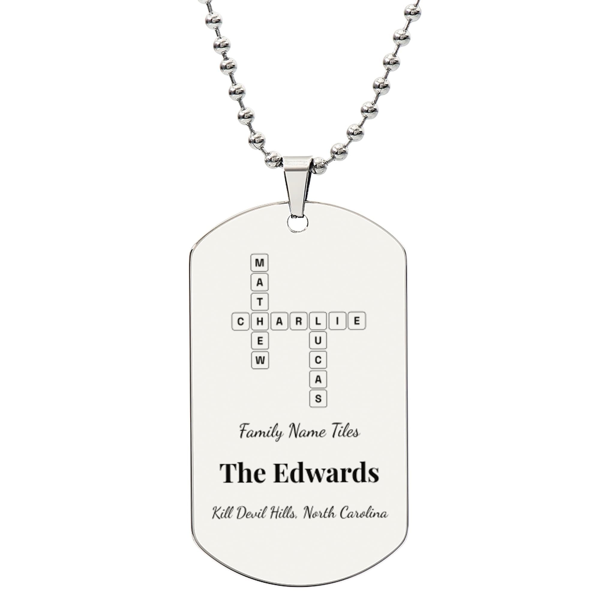 Family Name Tiles on the jewelry