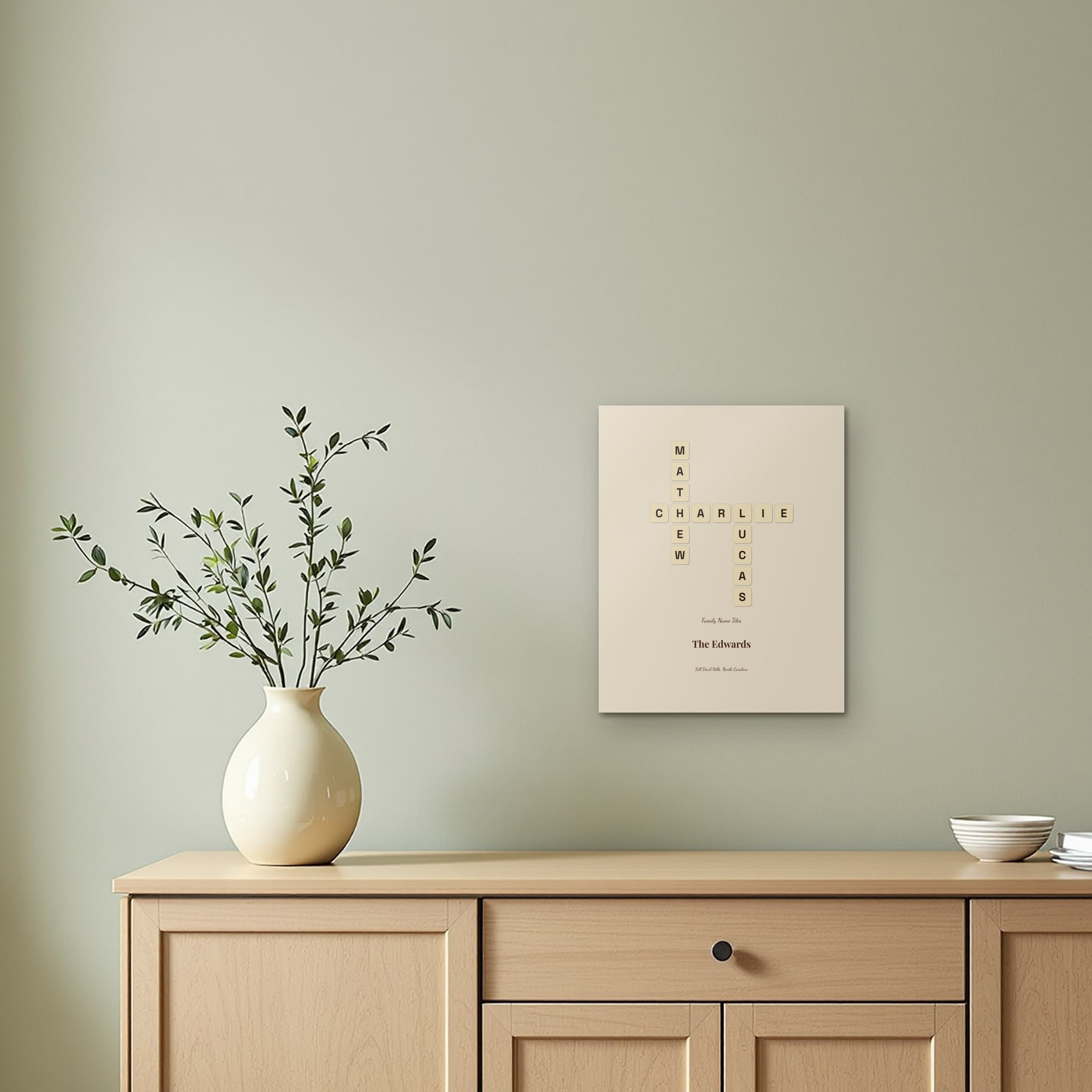 Family Name Tiles on the metal print