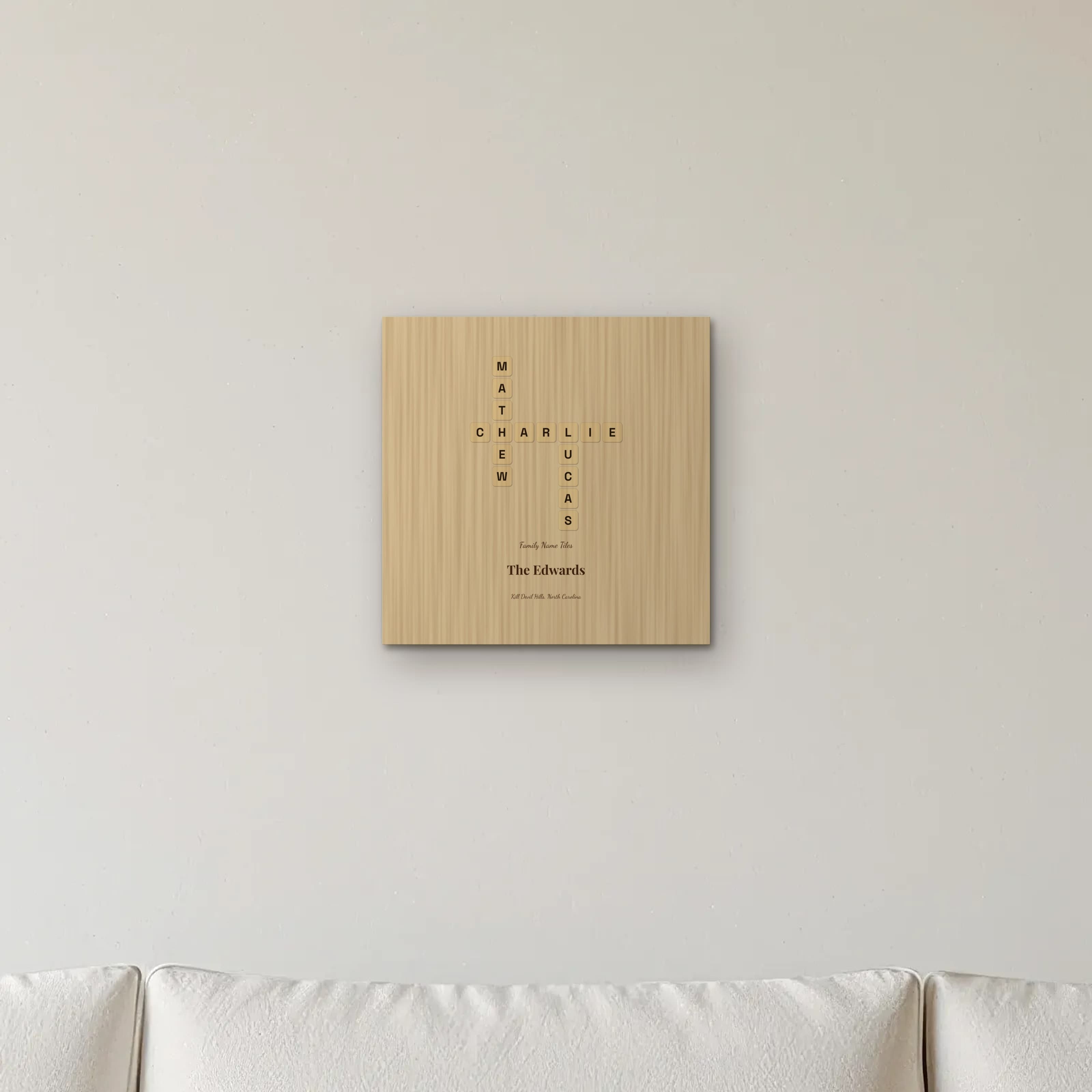 Family Name Tiles on the wood print
