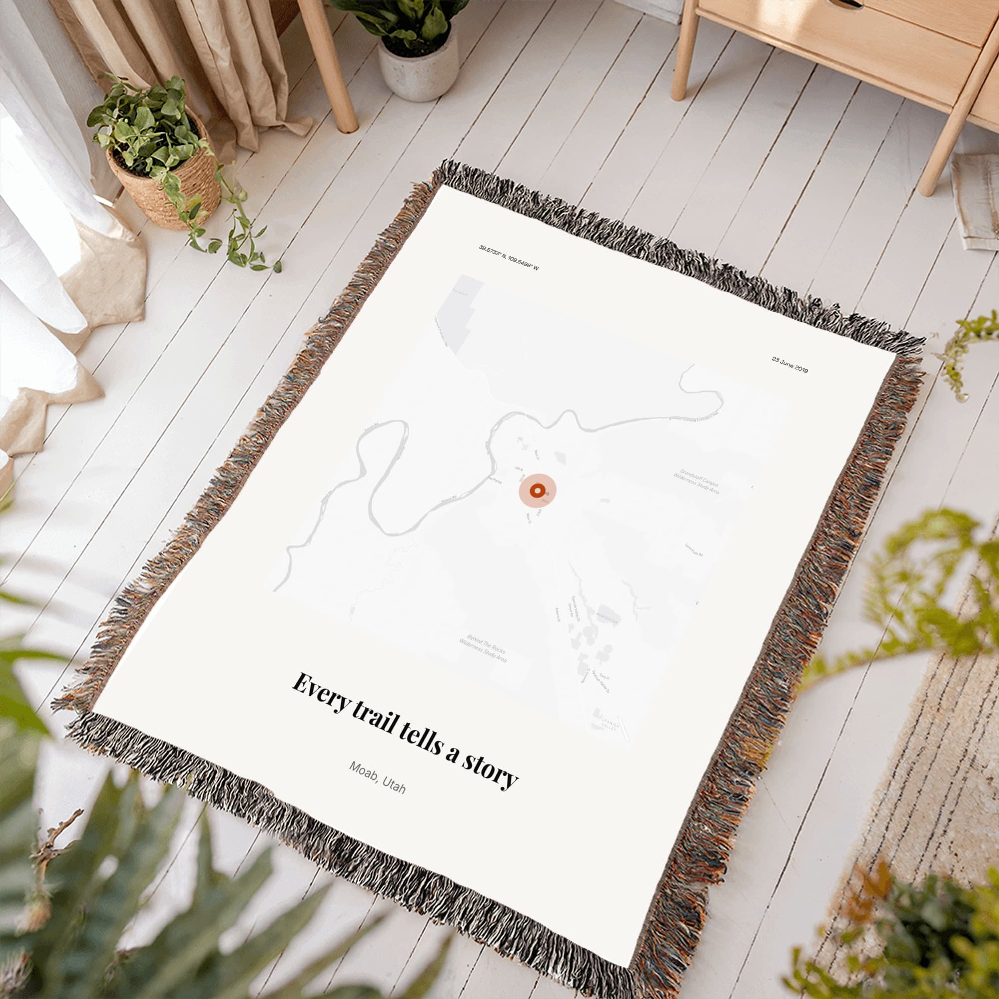 Hiking Trail Map on throw