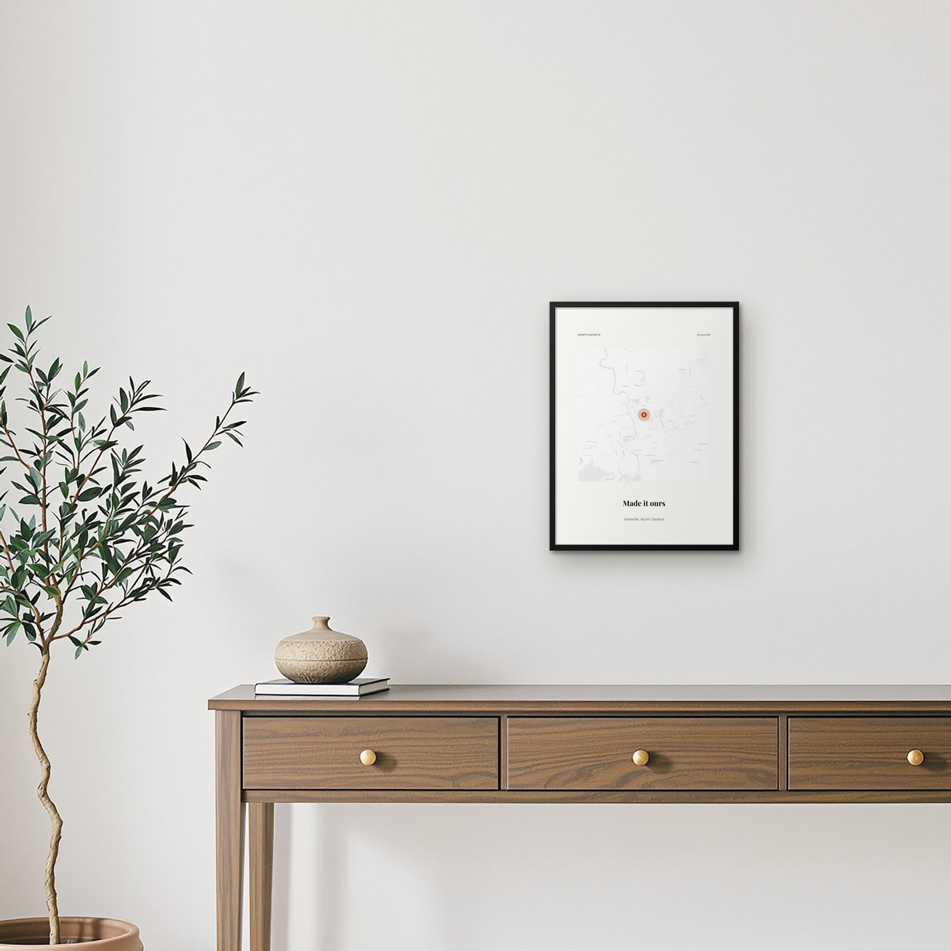 Our First Home Map on the framed print