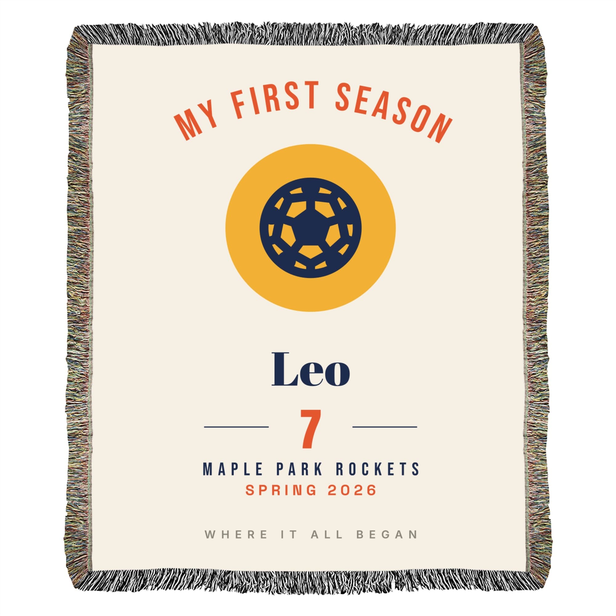 First Season Print on the woven throw