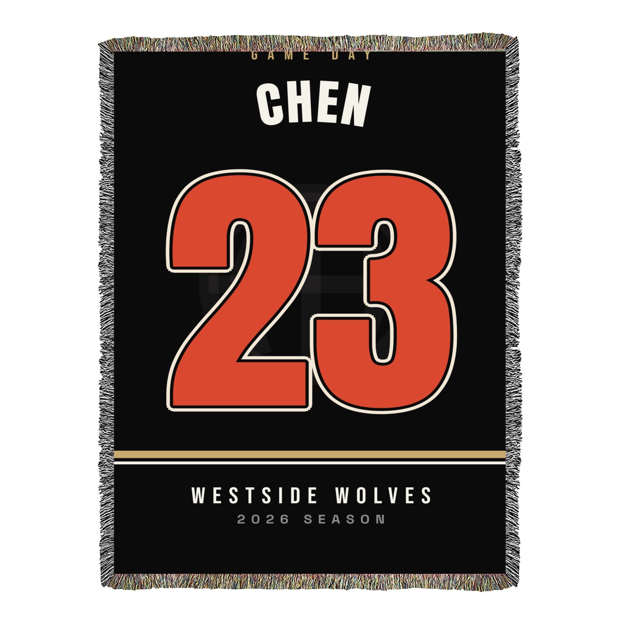 Game Day Jersey Print on the woven blanket