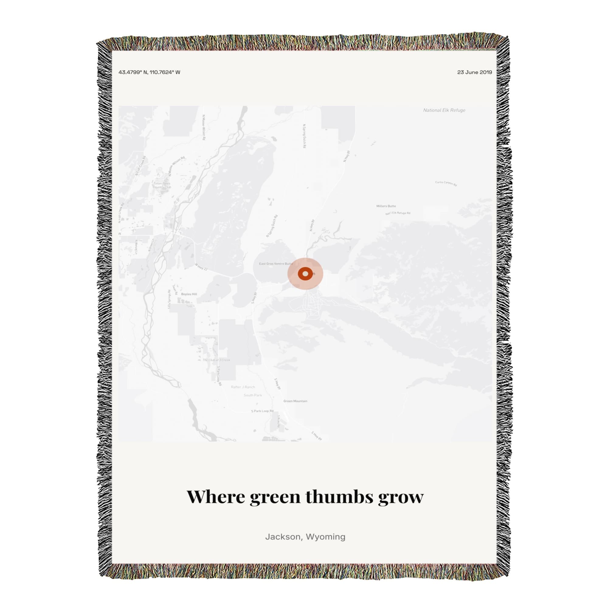 Garden Location Print on the woven blanket