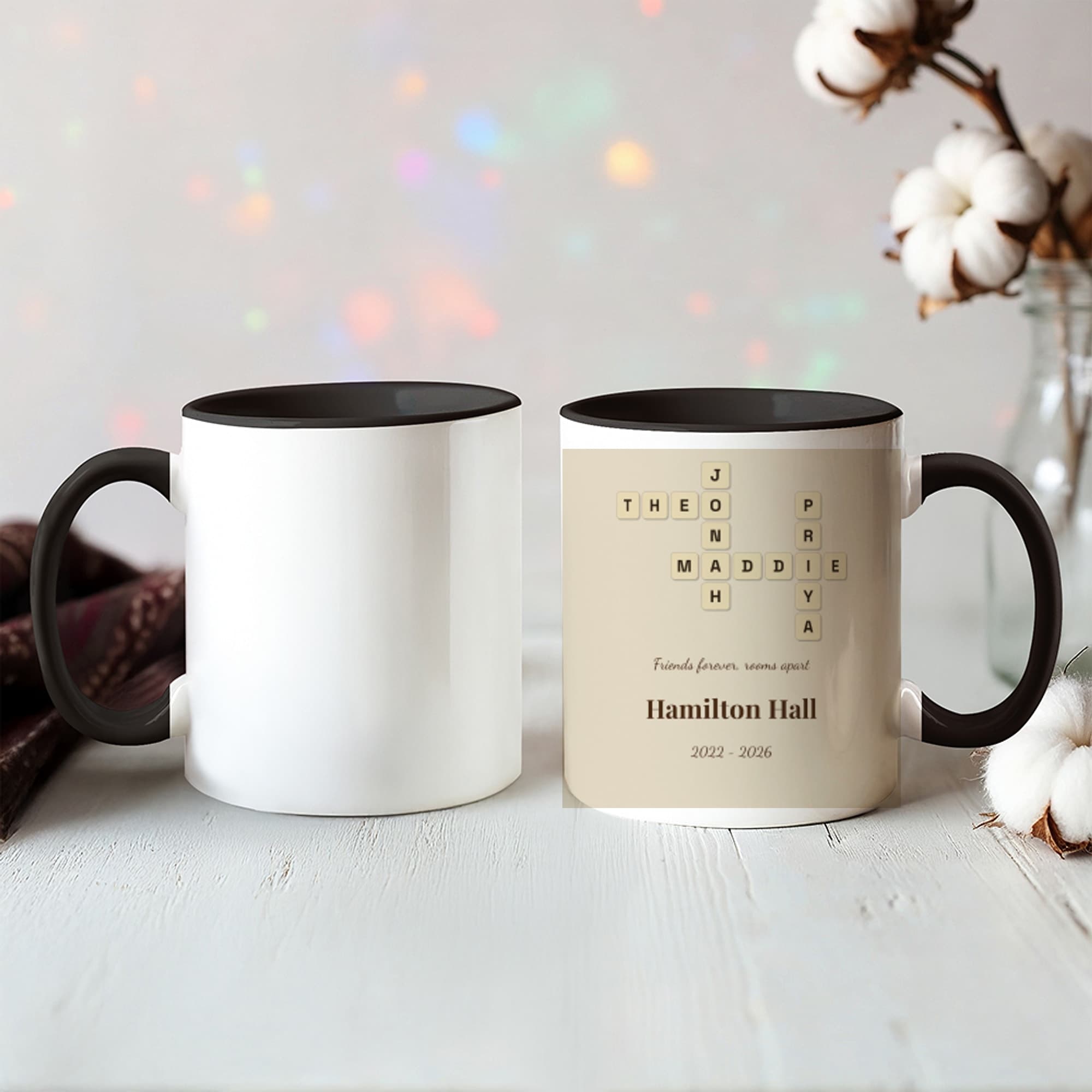 Roommate Name Tiles on the ceramic mug