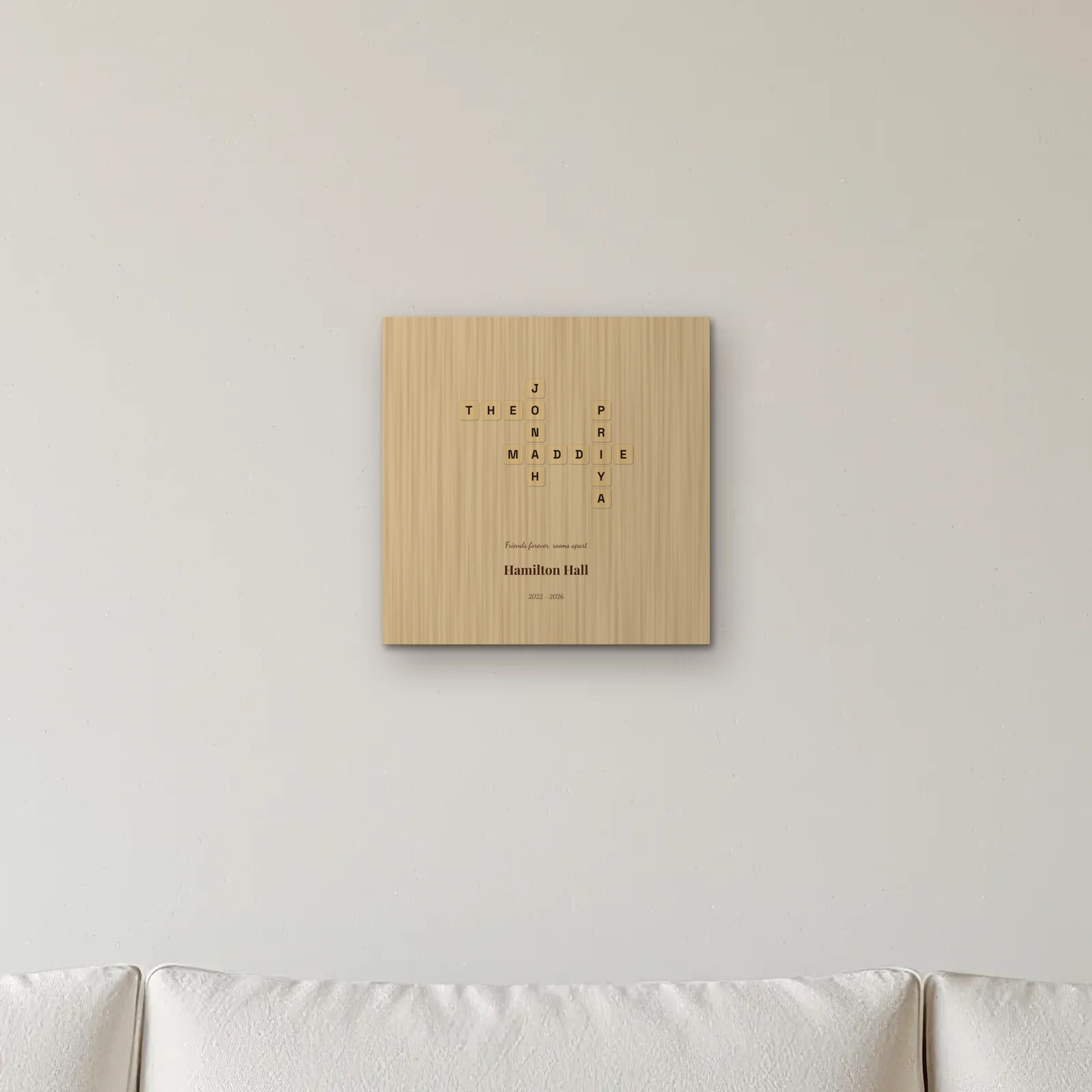 Roommate Name Tiles on the wood print