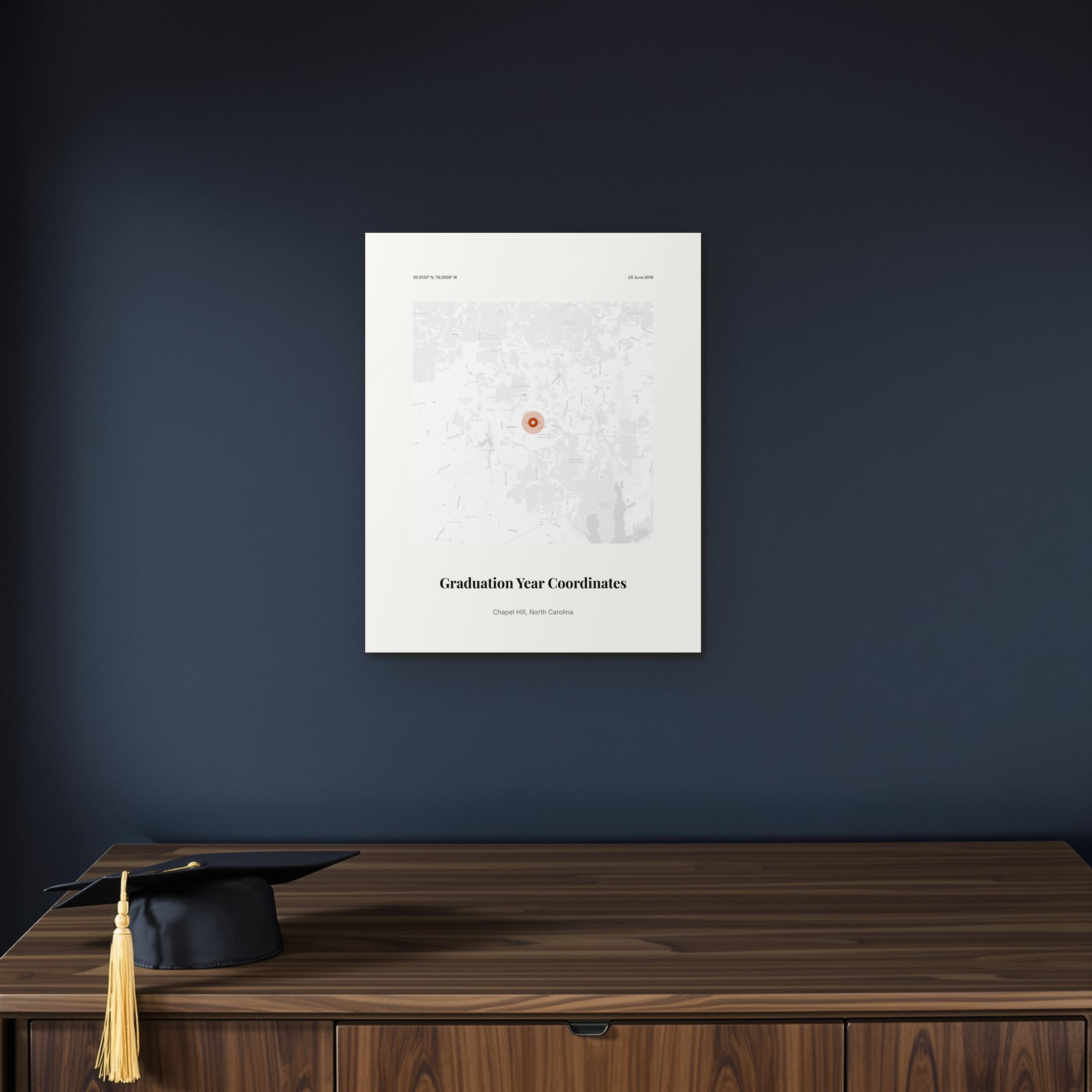 Graduation Year Coordinates on the metal print