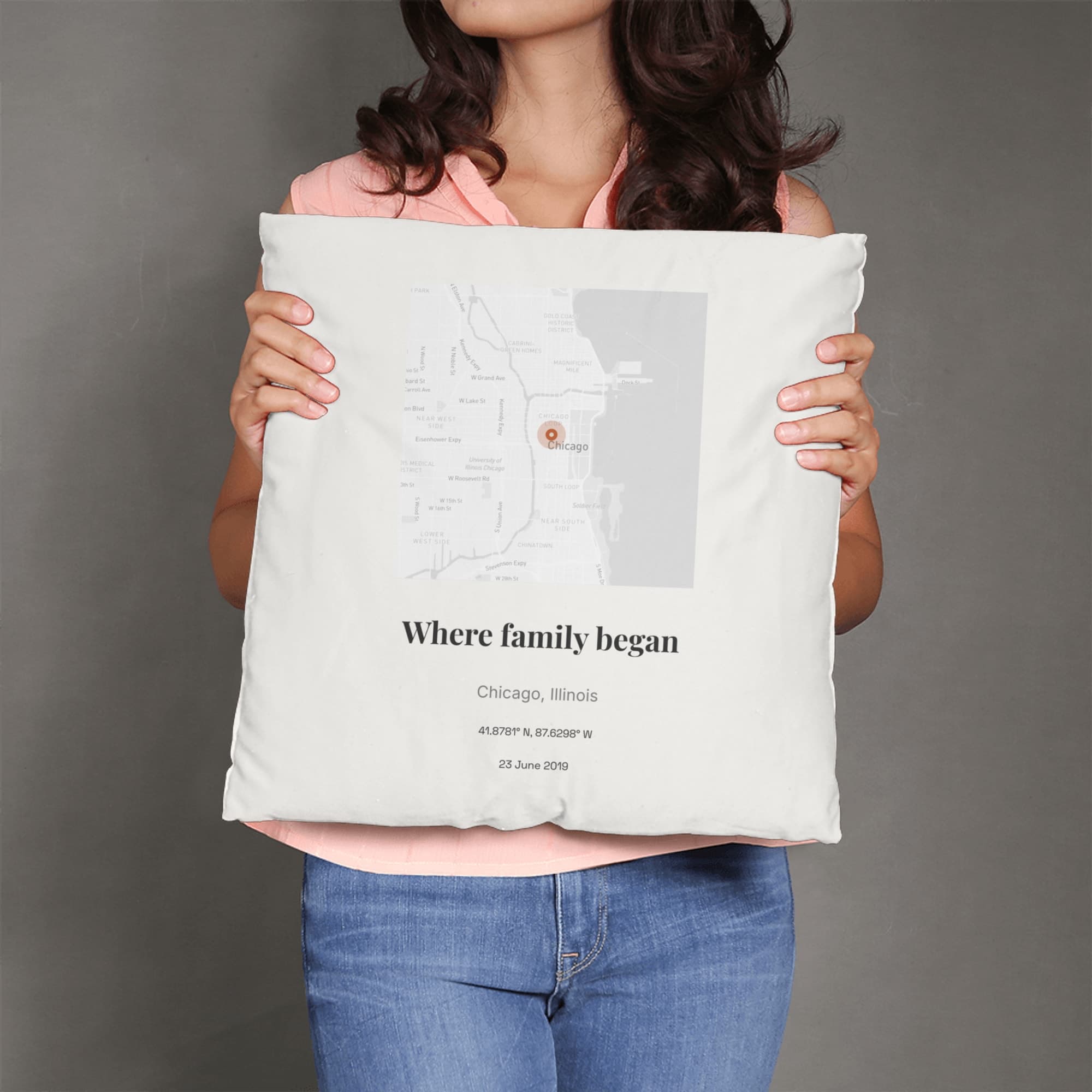 Grandparents Farm Print on the linen pillow