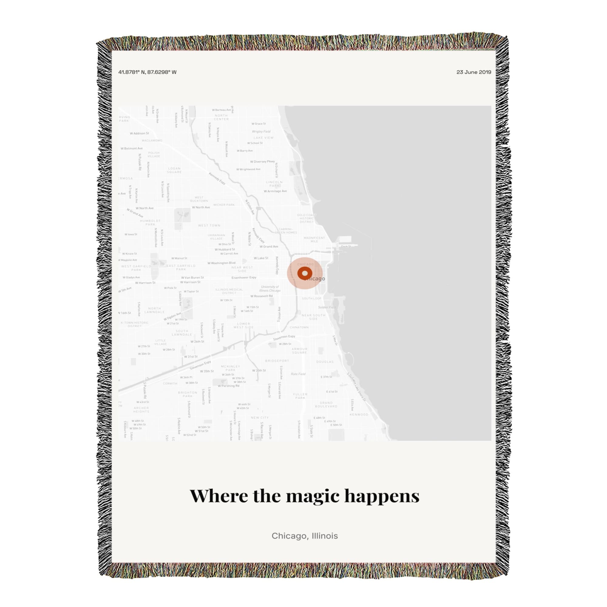 Holiday Memory Map on the woven blanket