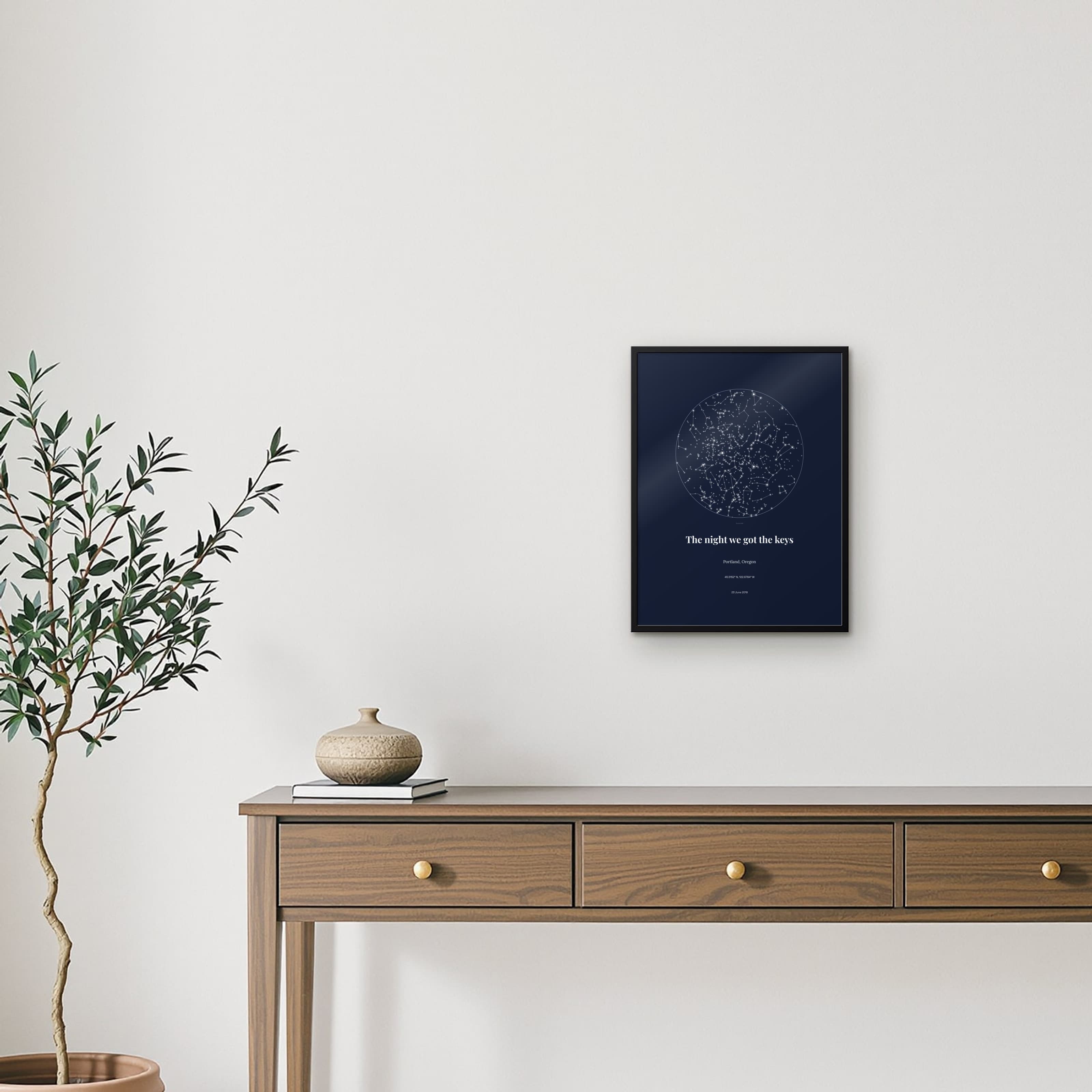Housewarming Star Chart on the framed print