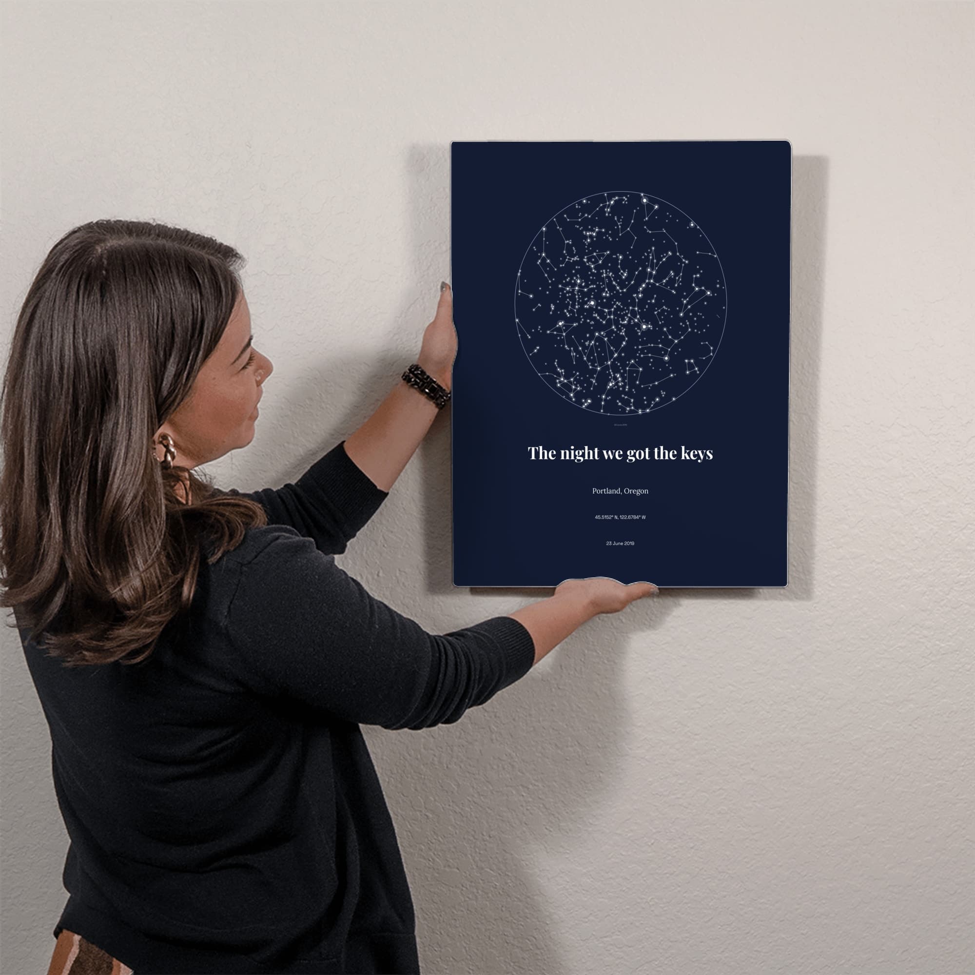 Housewarming Star Chart on the metal