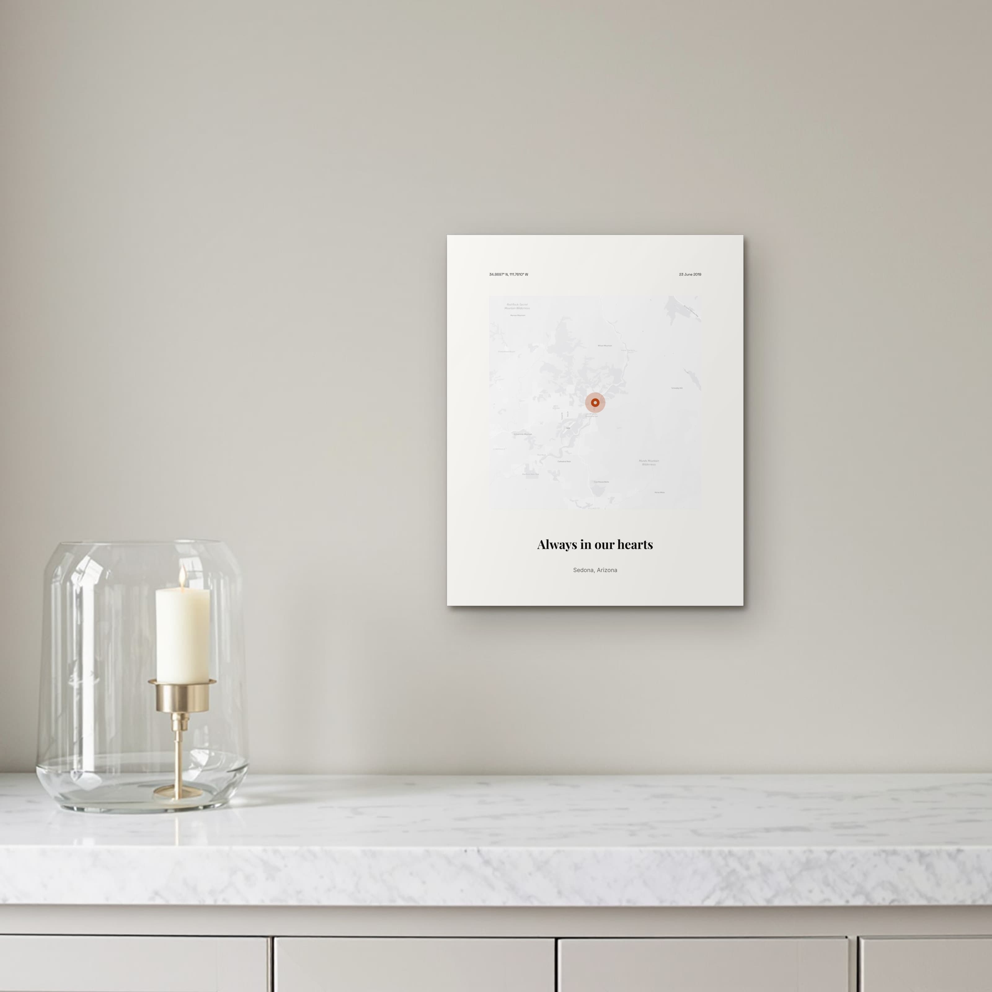 In Loving Memory Sign on the metal print