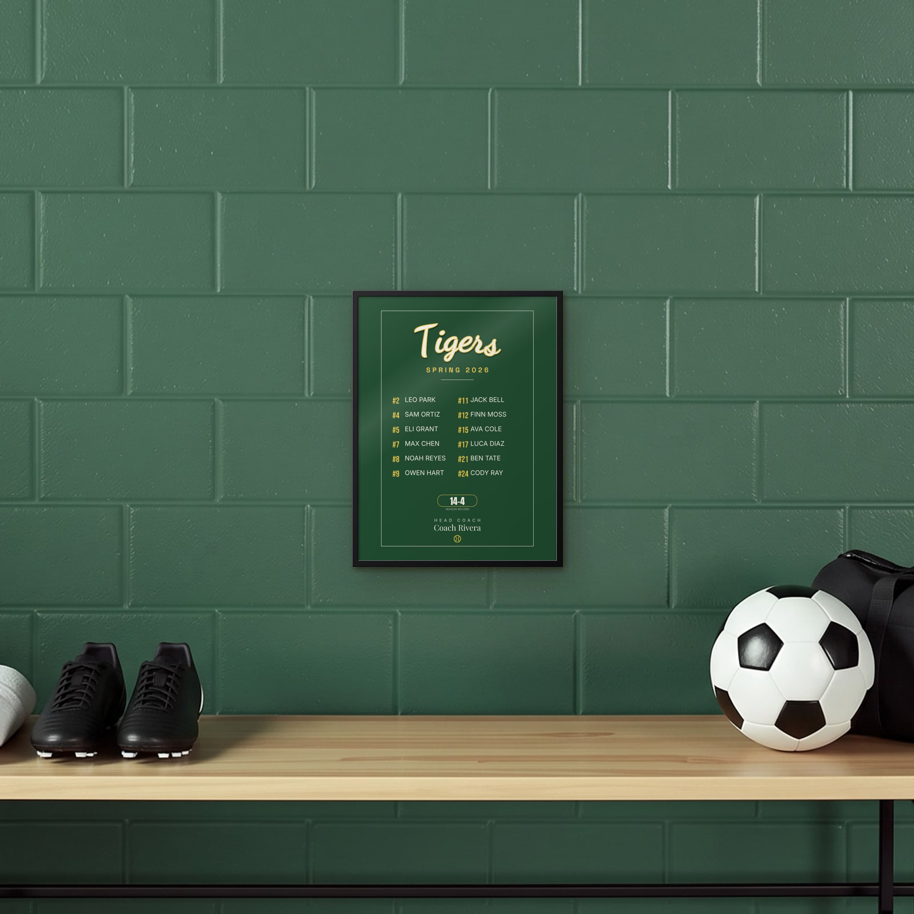 Little League Team Poster on the framed print
