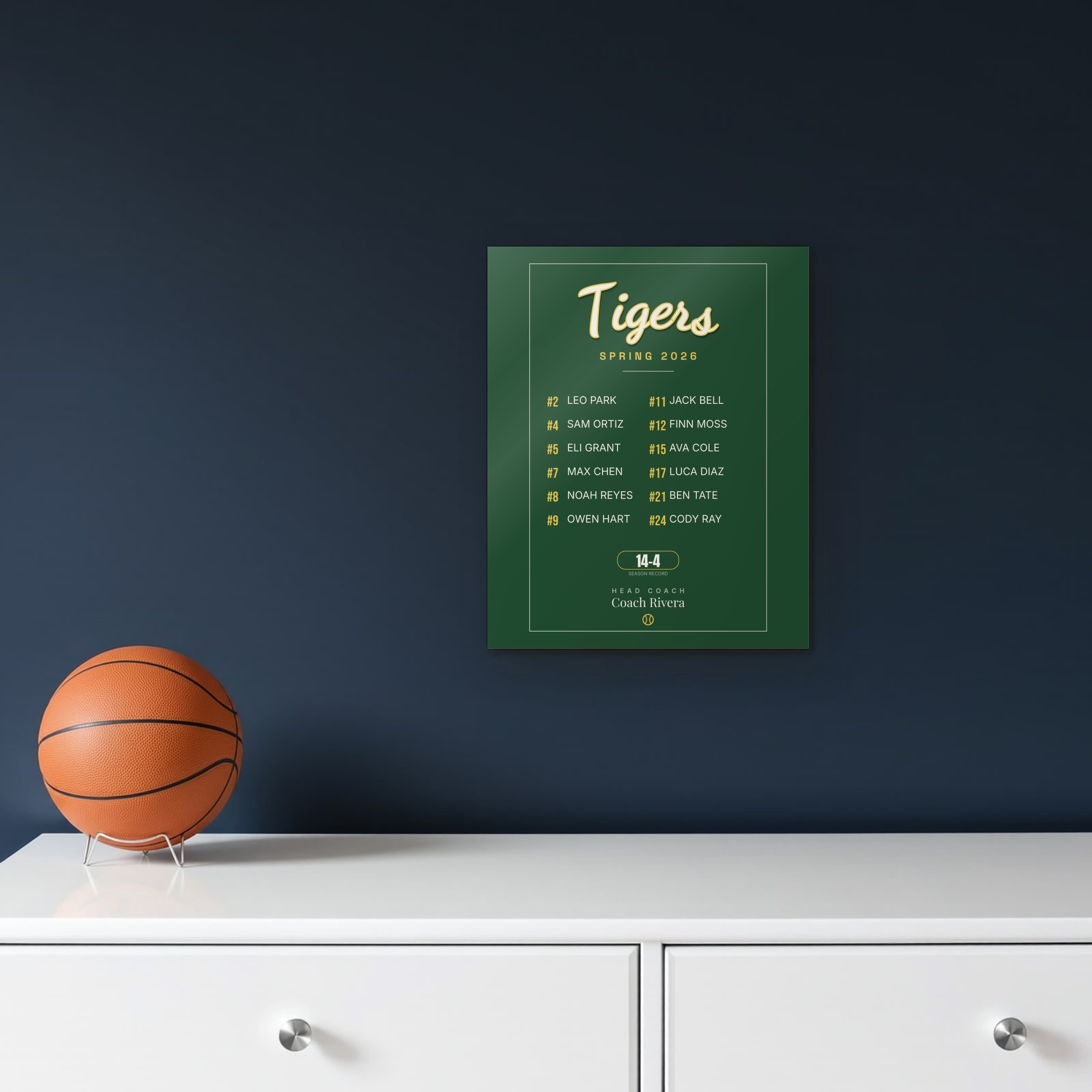 Little League Team Poster on metal