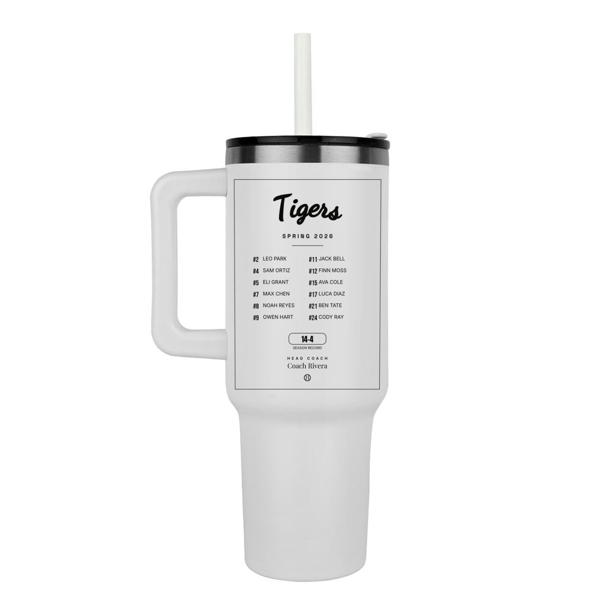 Little League Team Poster on the steel tumbler
