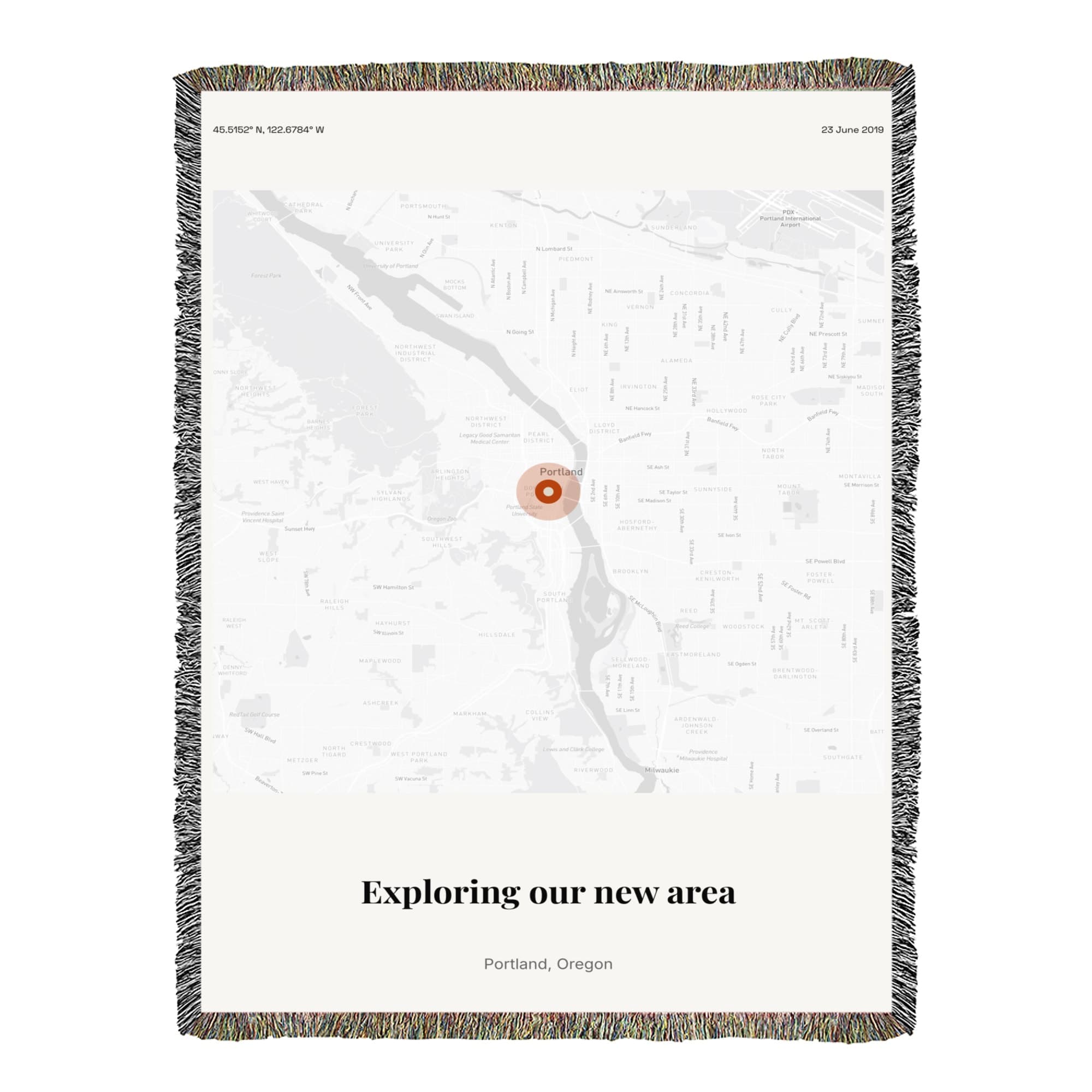 Neighborhood Discovery Map on the woven blanket