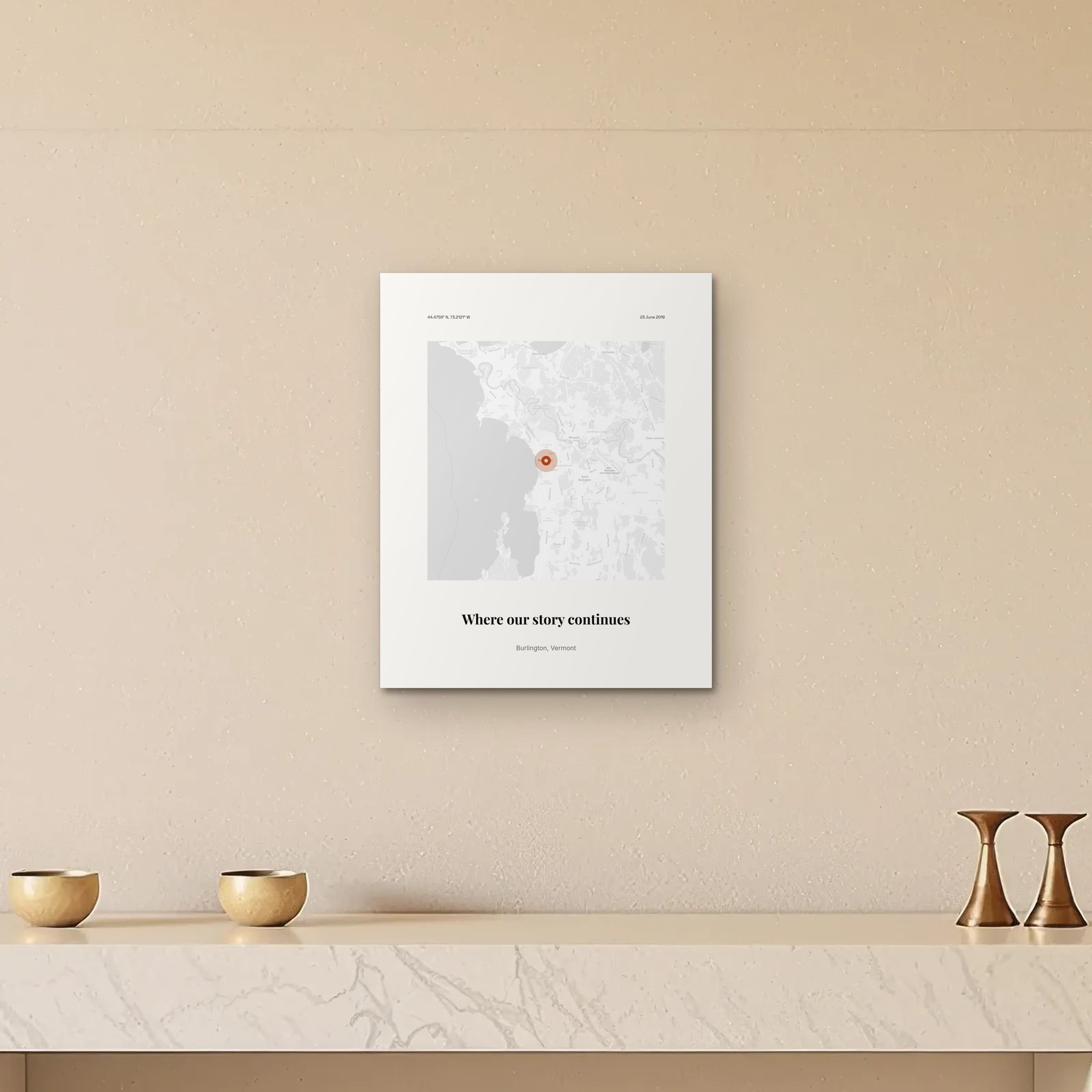 New Home Coordinates Print on the metal