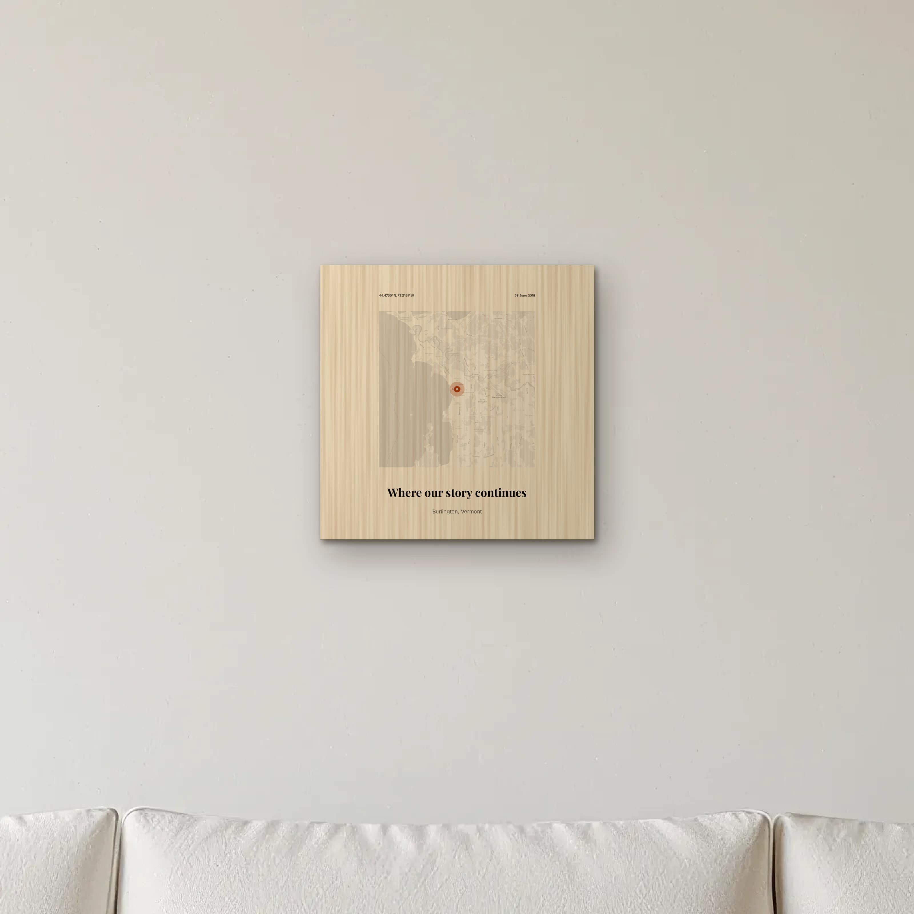 New Home Coordinates Print on the wood print