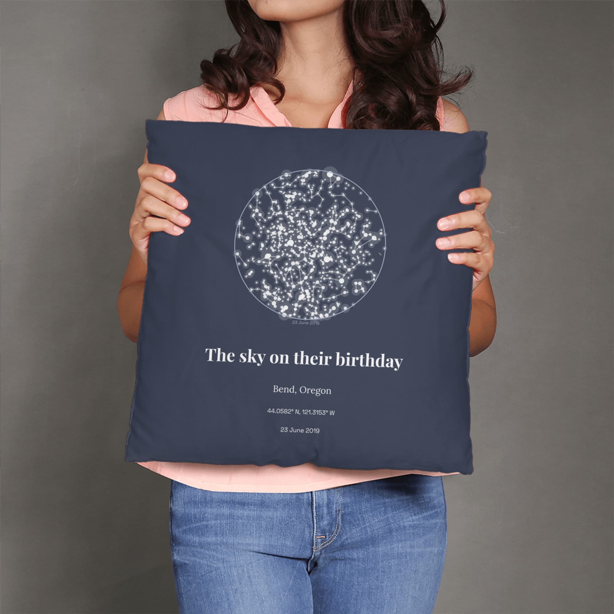 Pet Birthday Star Chart on the linen pillow