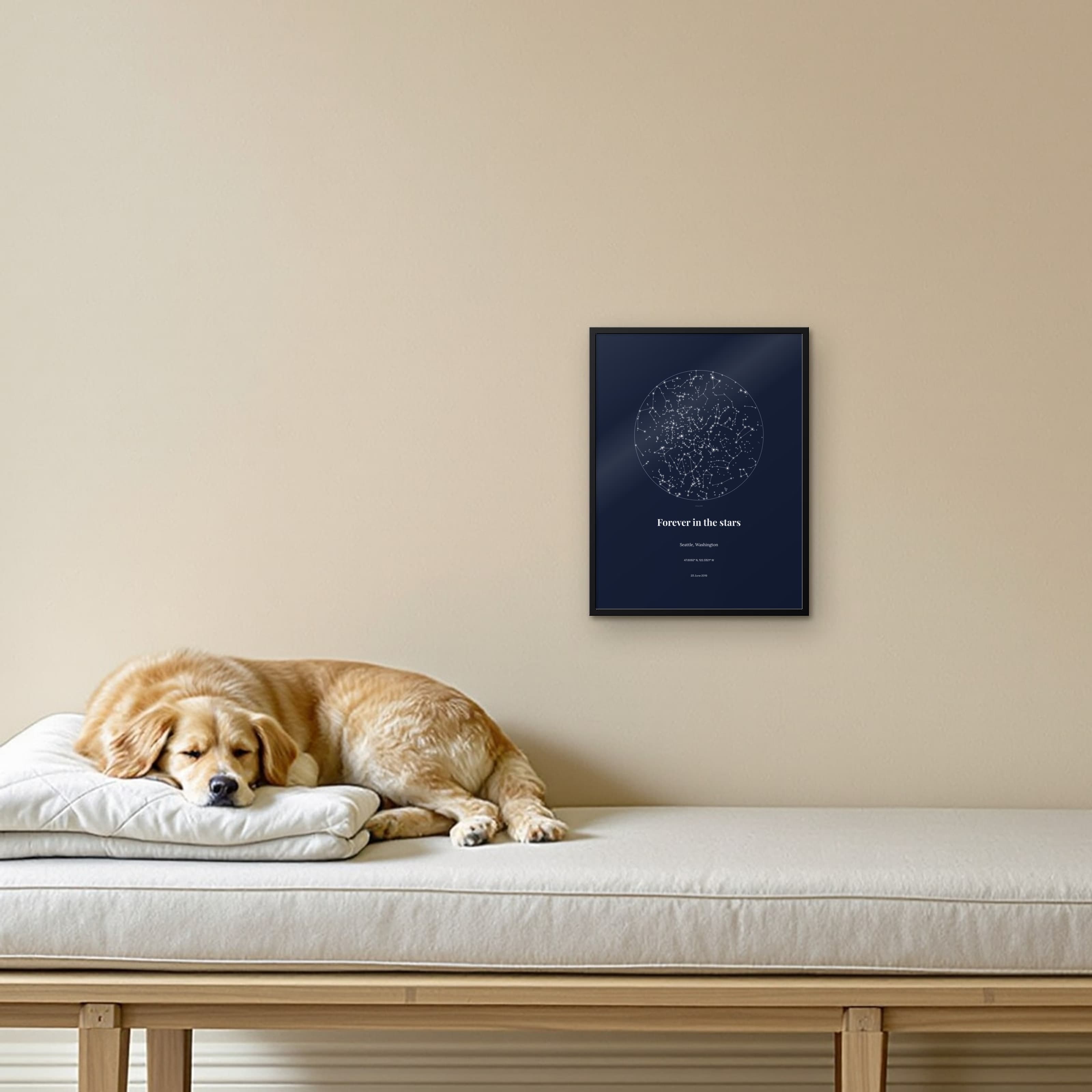 Pet Memorial Star Chart on framed print