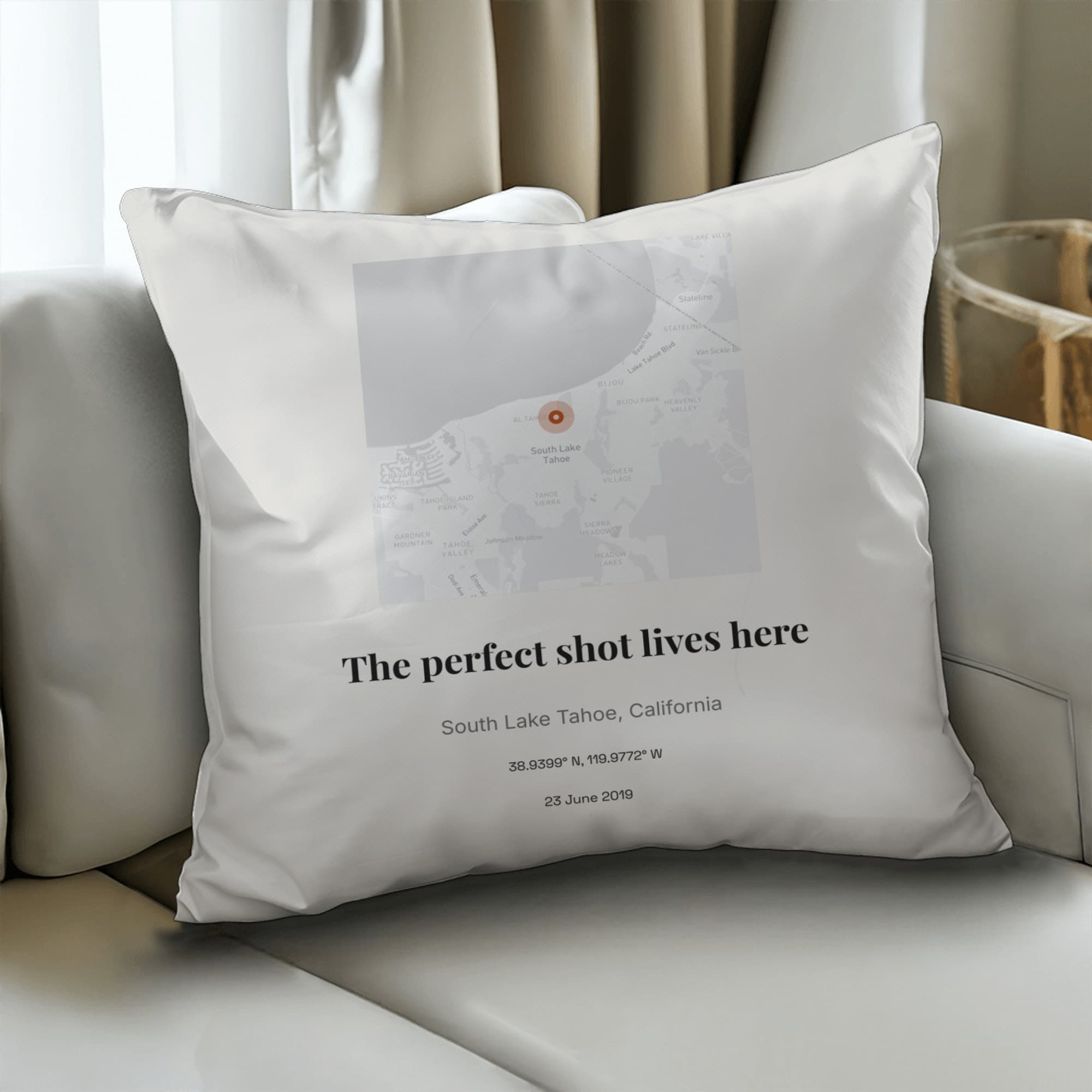 Photo Location Print on pillow