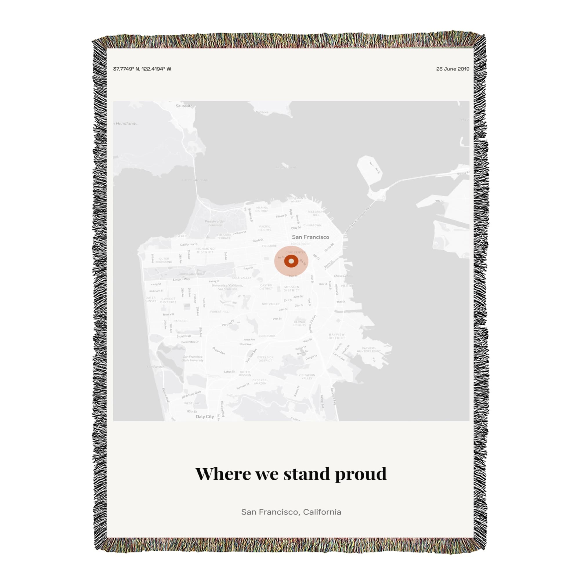 Pride Parade Location on the woven blanket