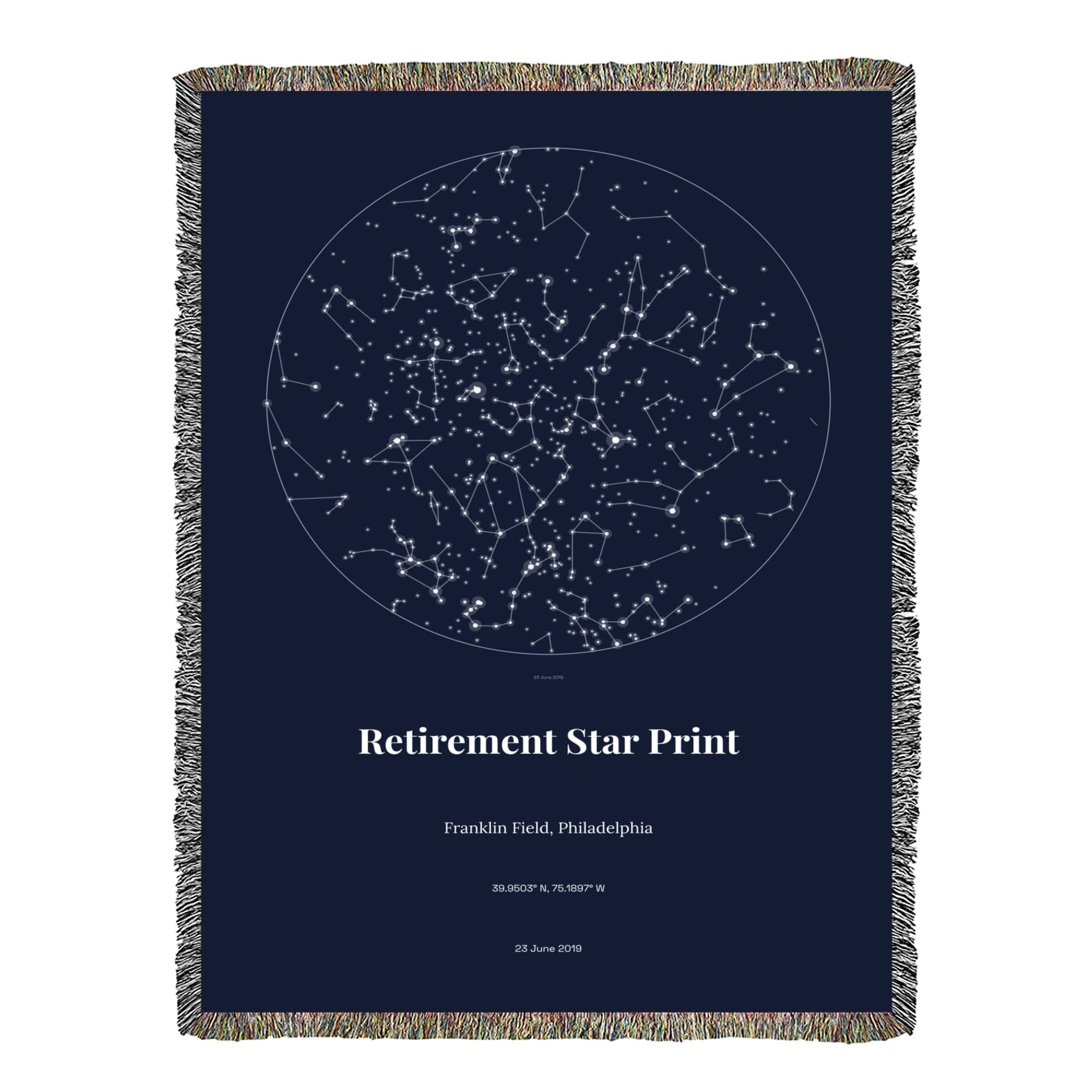 Retirement Star Print on the woven blanket