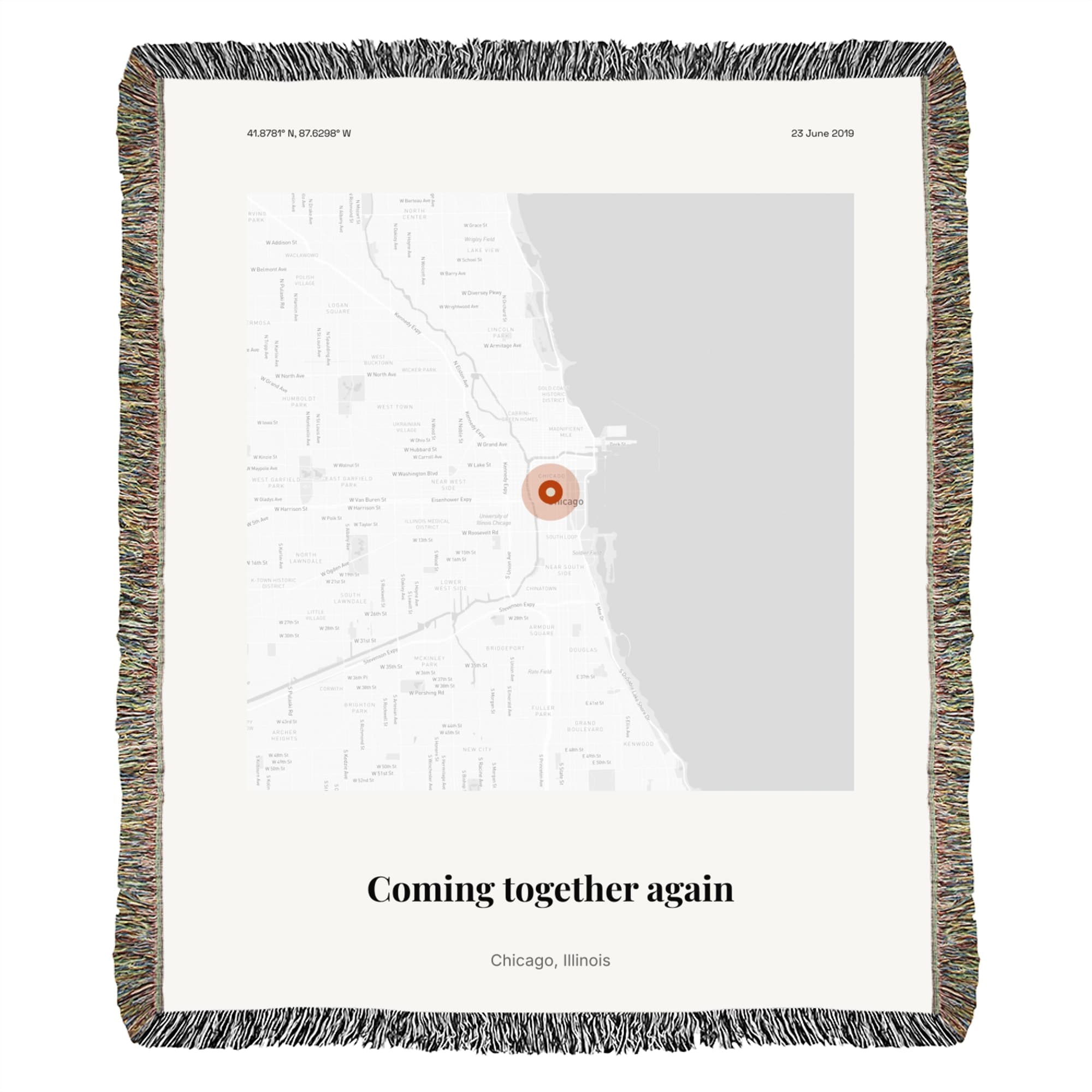 Family Reunion Map on the woven throw