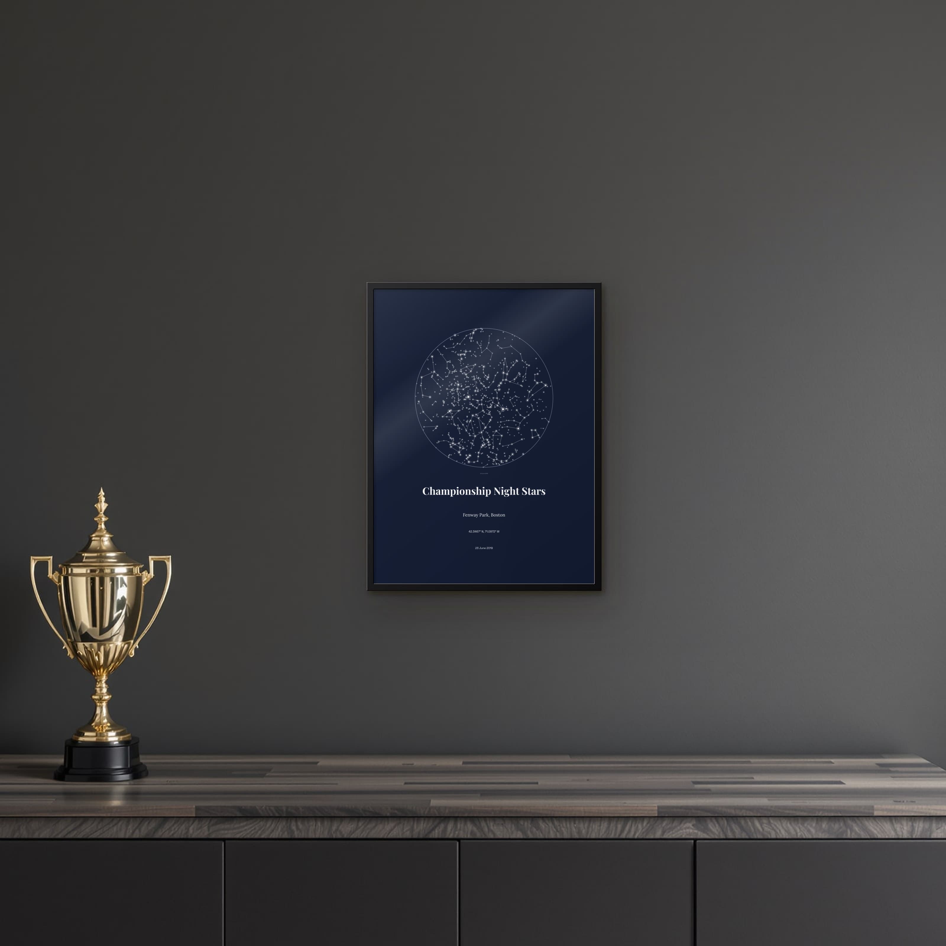 Championship Night Stars on framed print