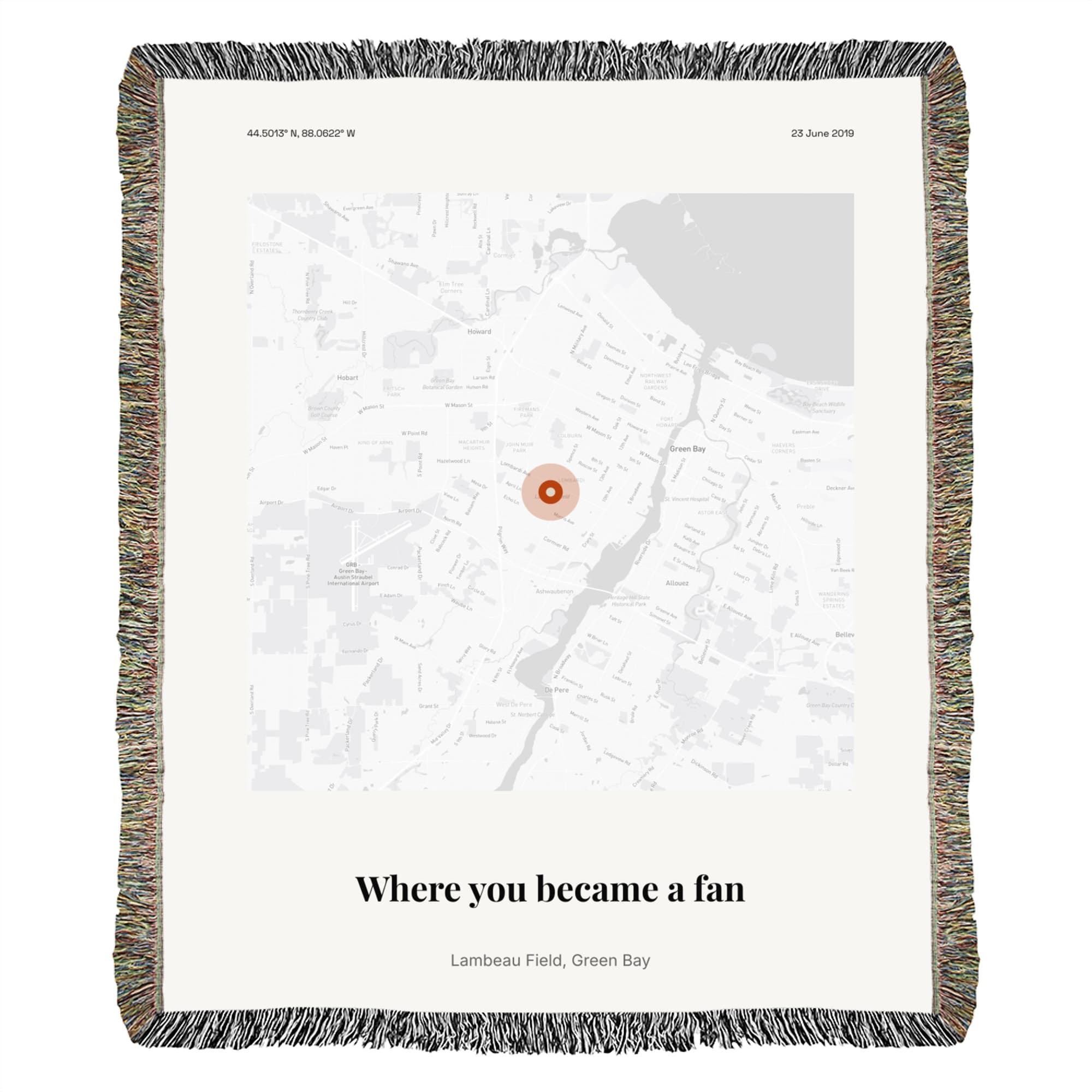 Fan Journey Map on the woven throw