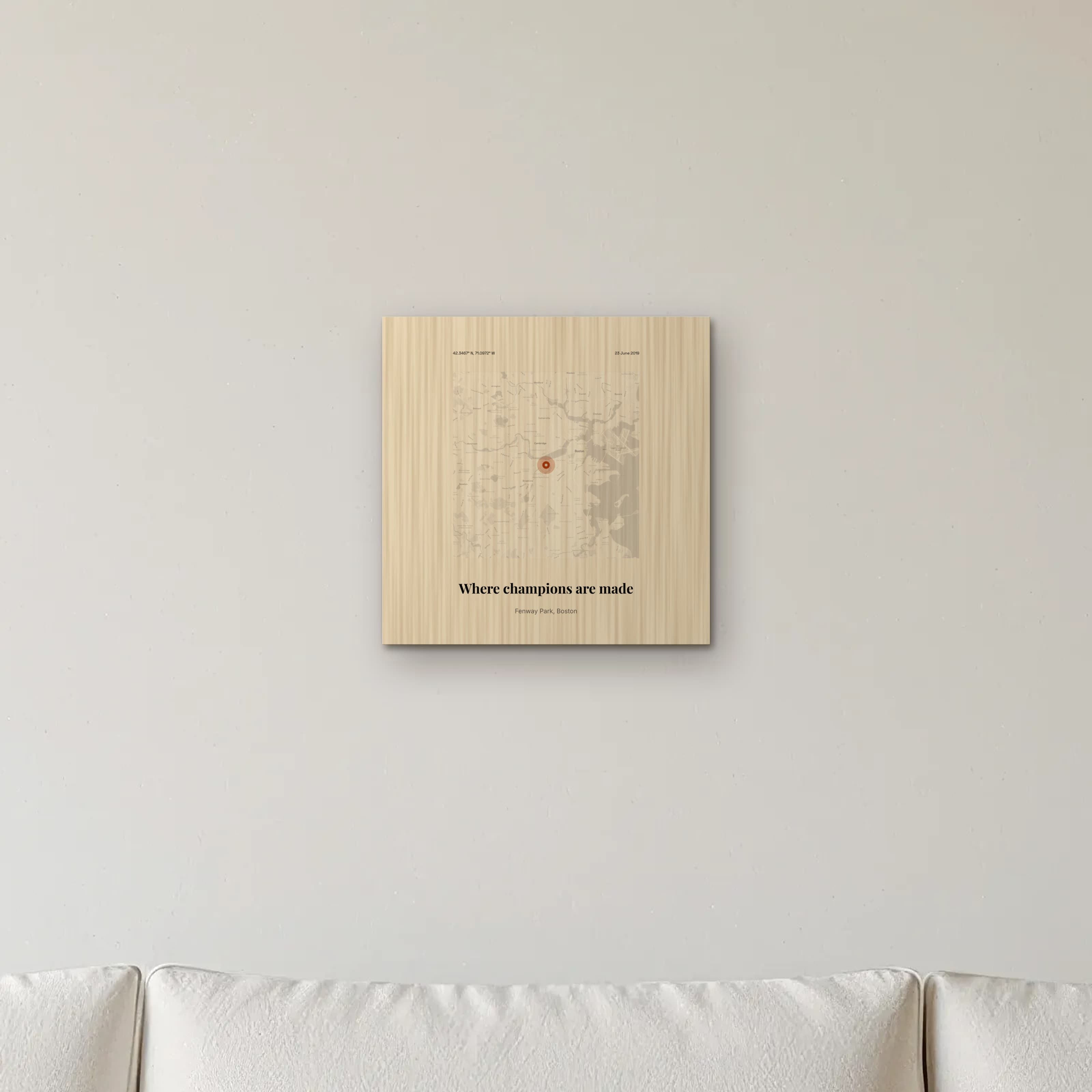 Trophy Location Print on the wood print