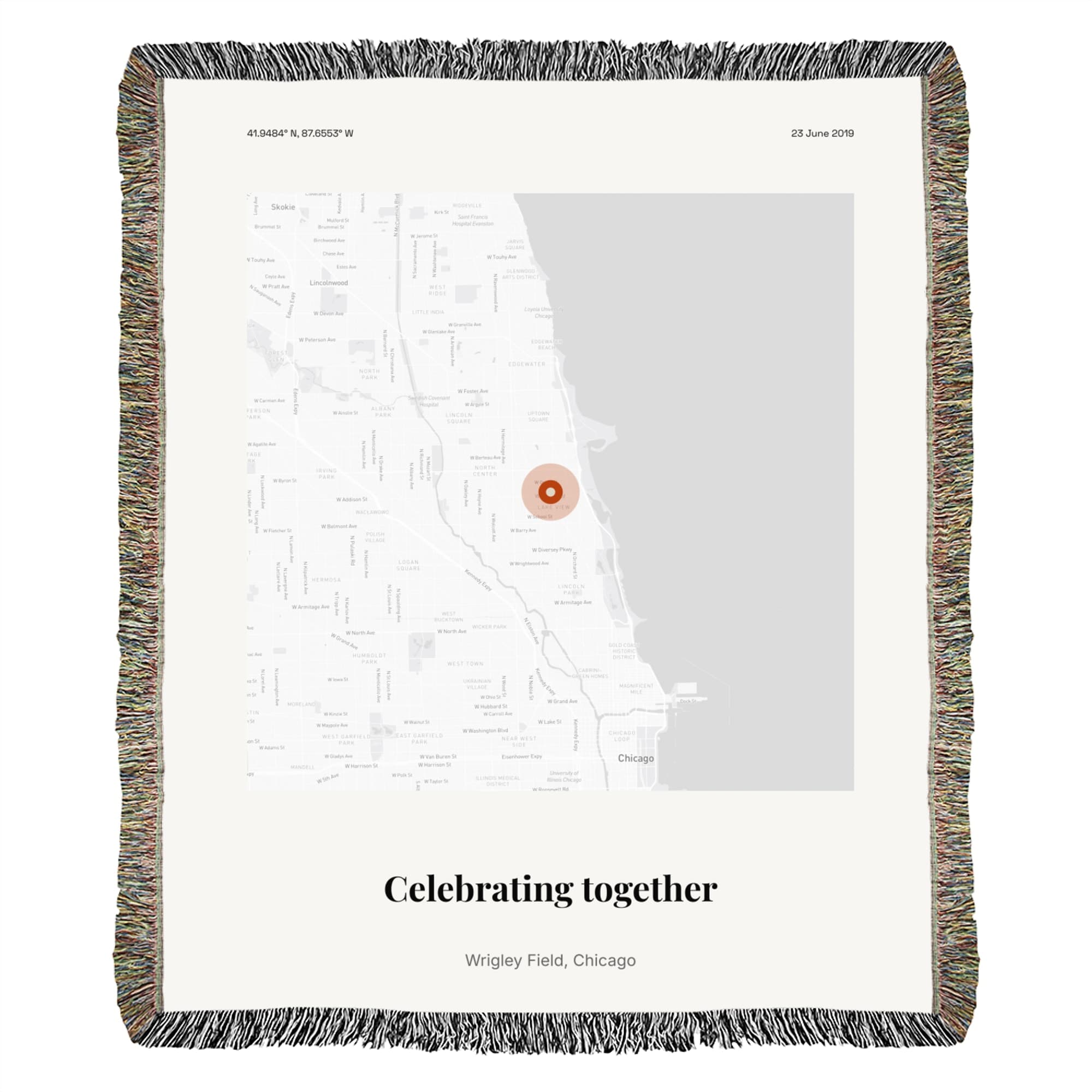 Team Banquet Location on the woven throw
