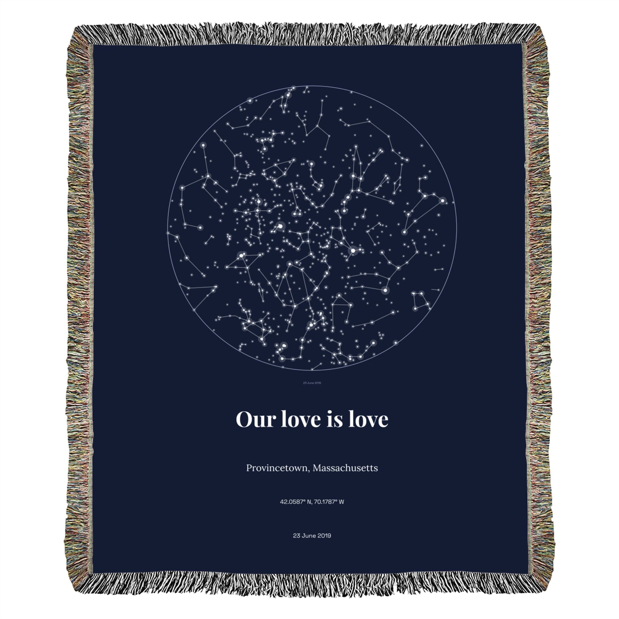 Wedding Star Chart on the woven throw
